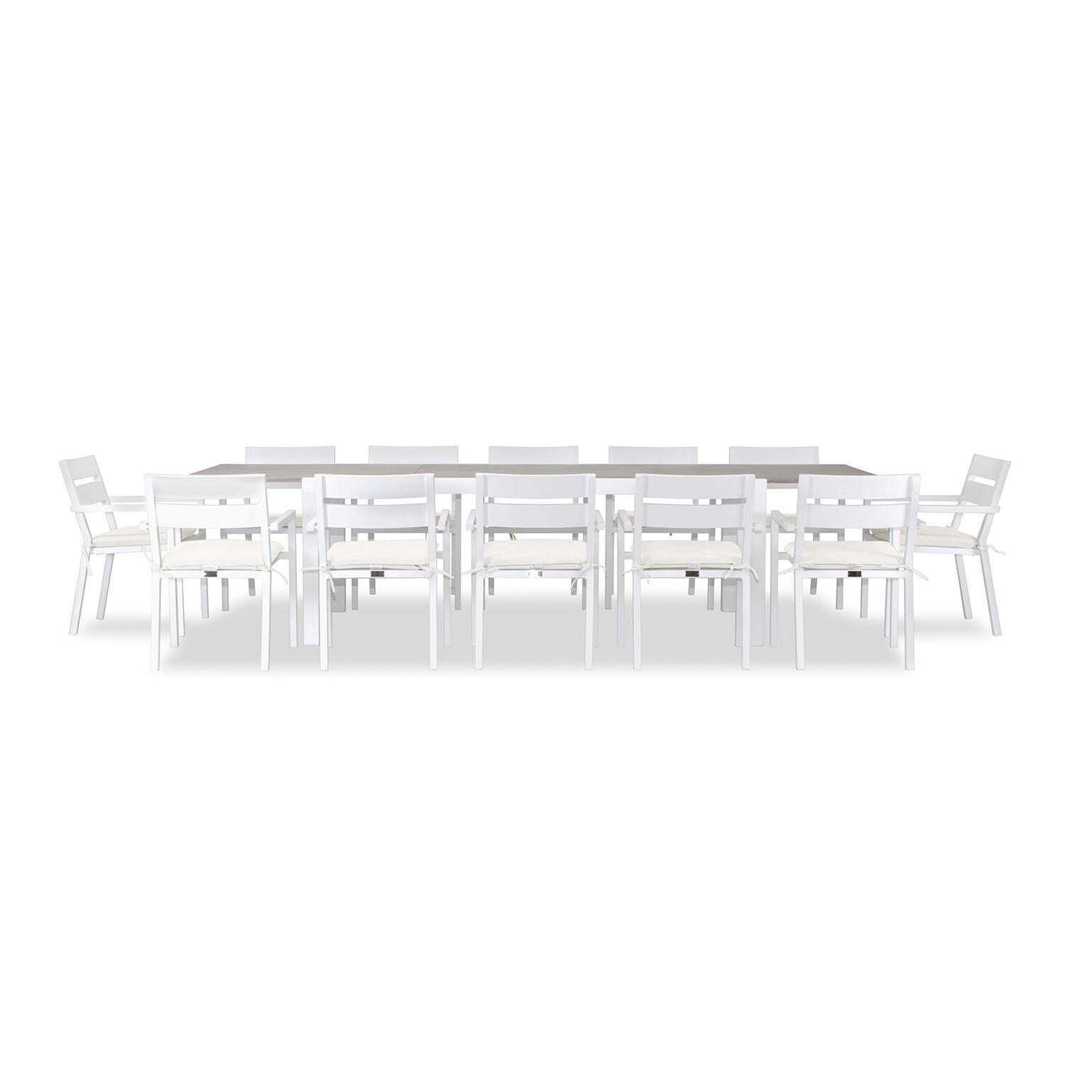 Calm Bay 13 Pc Extendable Dining Set in White/Canvas Natural by Lakeview - White Background 3 thumbnail