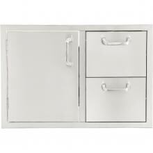 BBQGuys.com Kingston Series 30-Inch Stainless Steel Left-Hinged Access Door & Double Drawer Combo image
