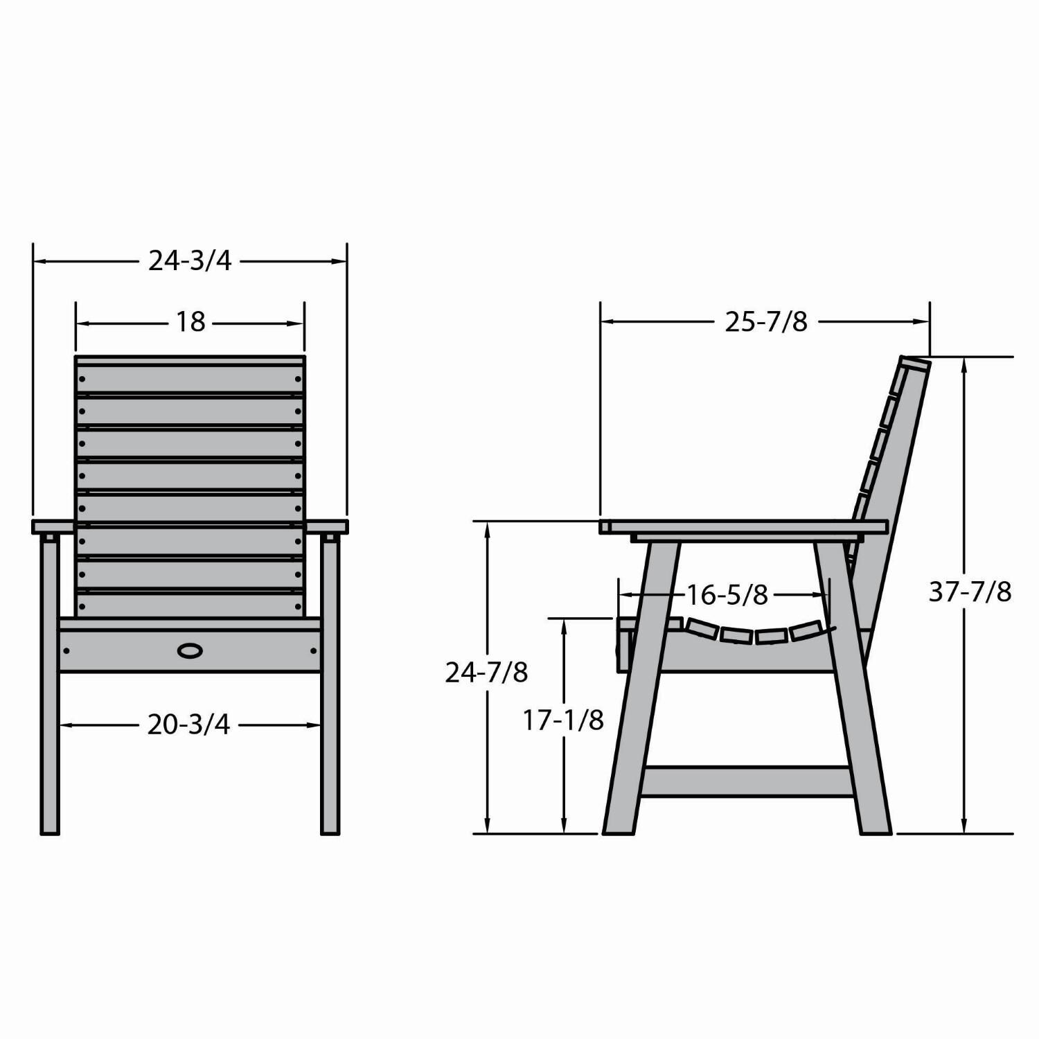 Lakeview Elm Point Dining Armchair - Weathered Acorn - Line Drawing thumbnail
