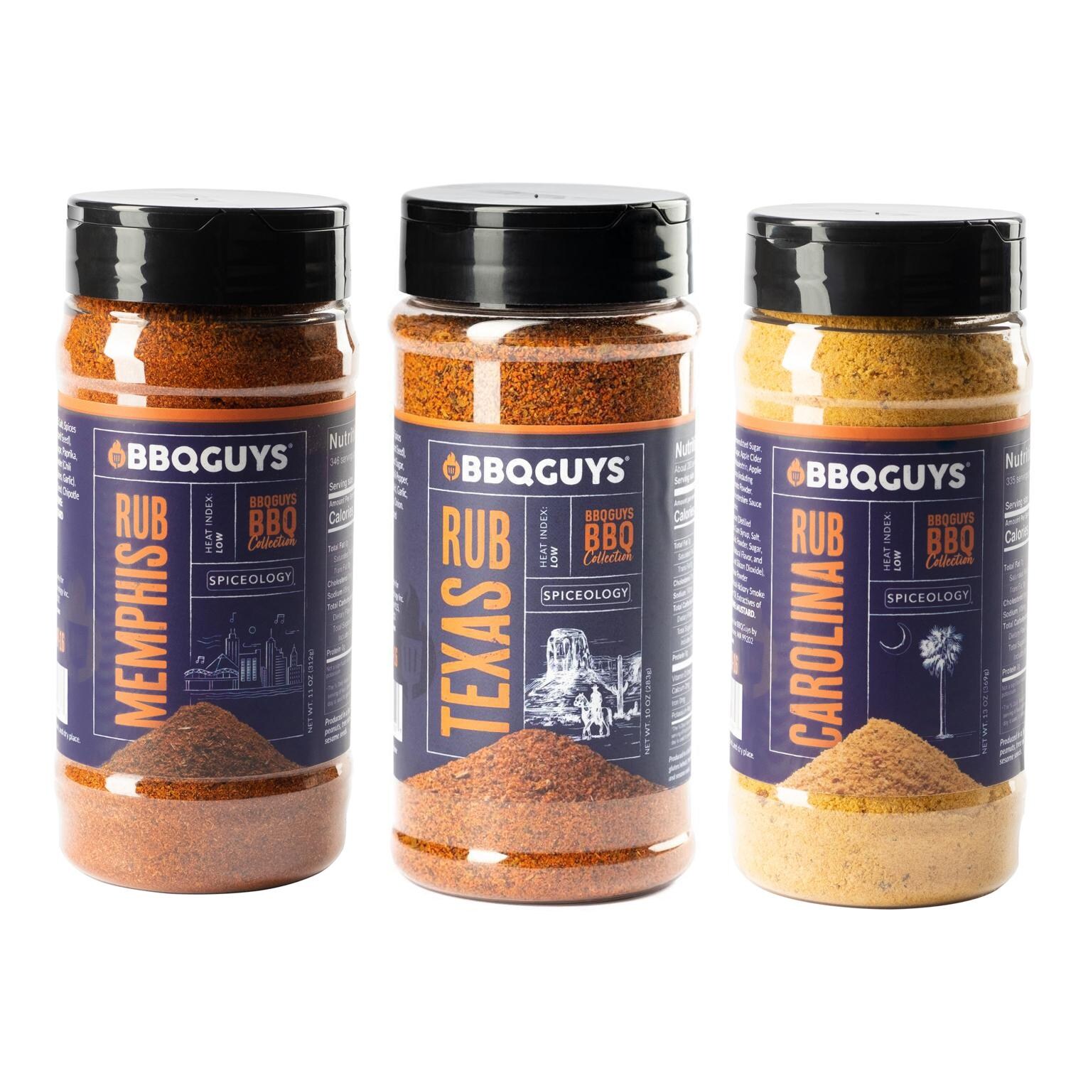 BBQGuys Signature x Spiceology Memphis, Texas, & Carolina Rub Variety Pack thumbnail