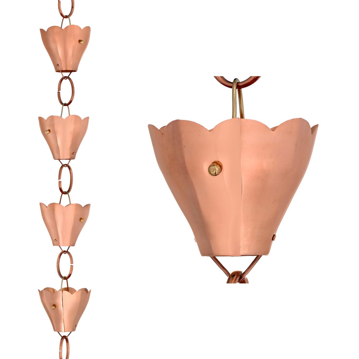 Tulip 8 1/2 Ft Rain Chain By Good Directions - Pure Copper
