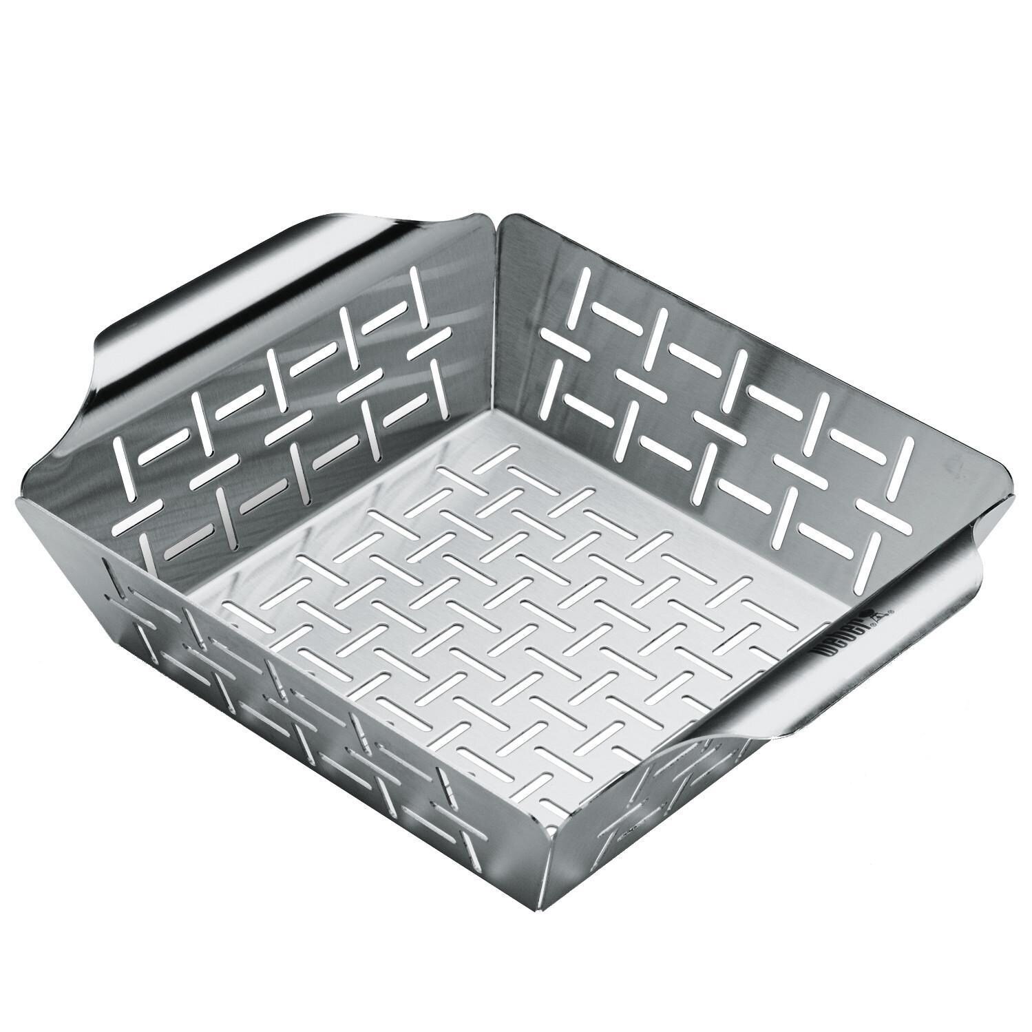Weber 6481 Deluxe Small Stainless Steel Vegetable Grill Basket - Full View thumbnail