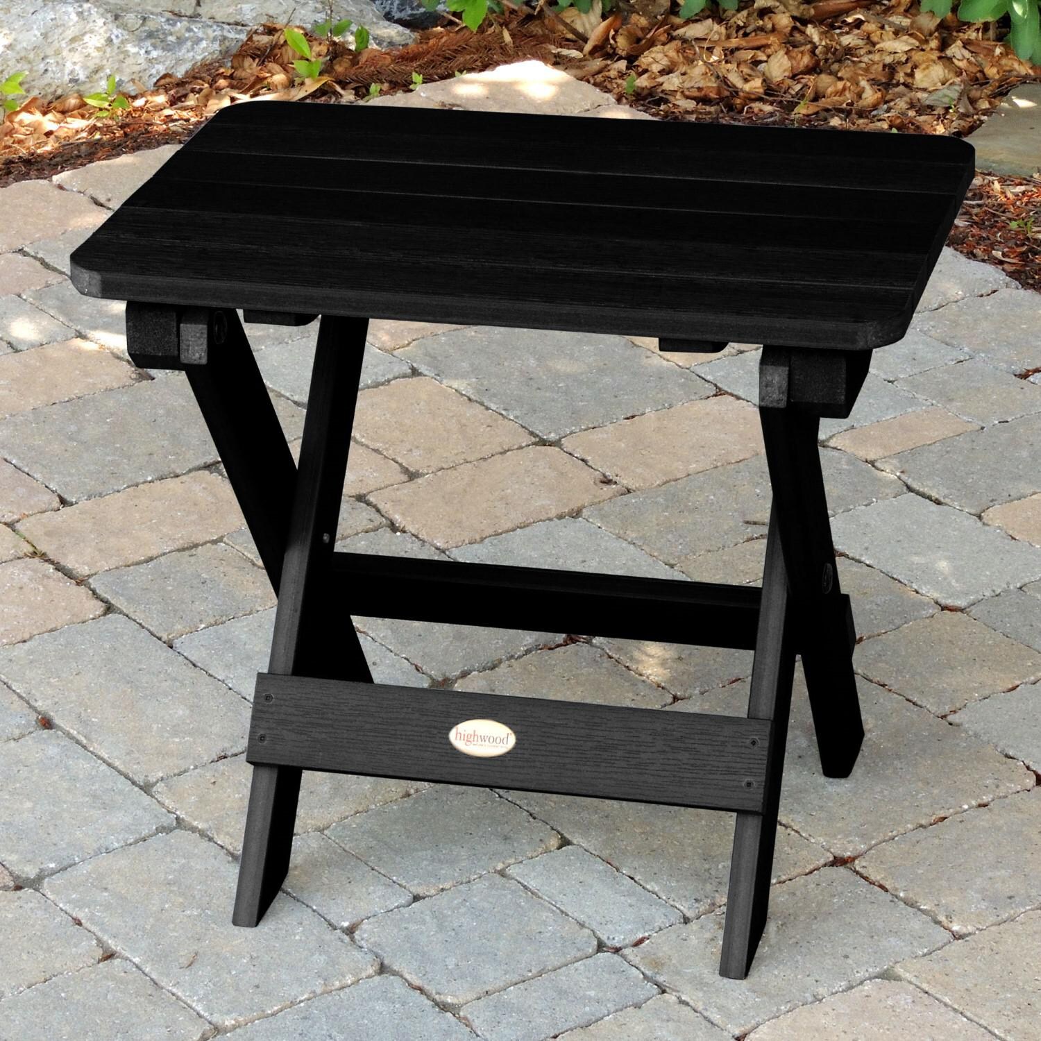 Lakeview Folding Adirondack Side Table - Black - Up Position thumbnail