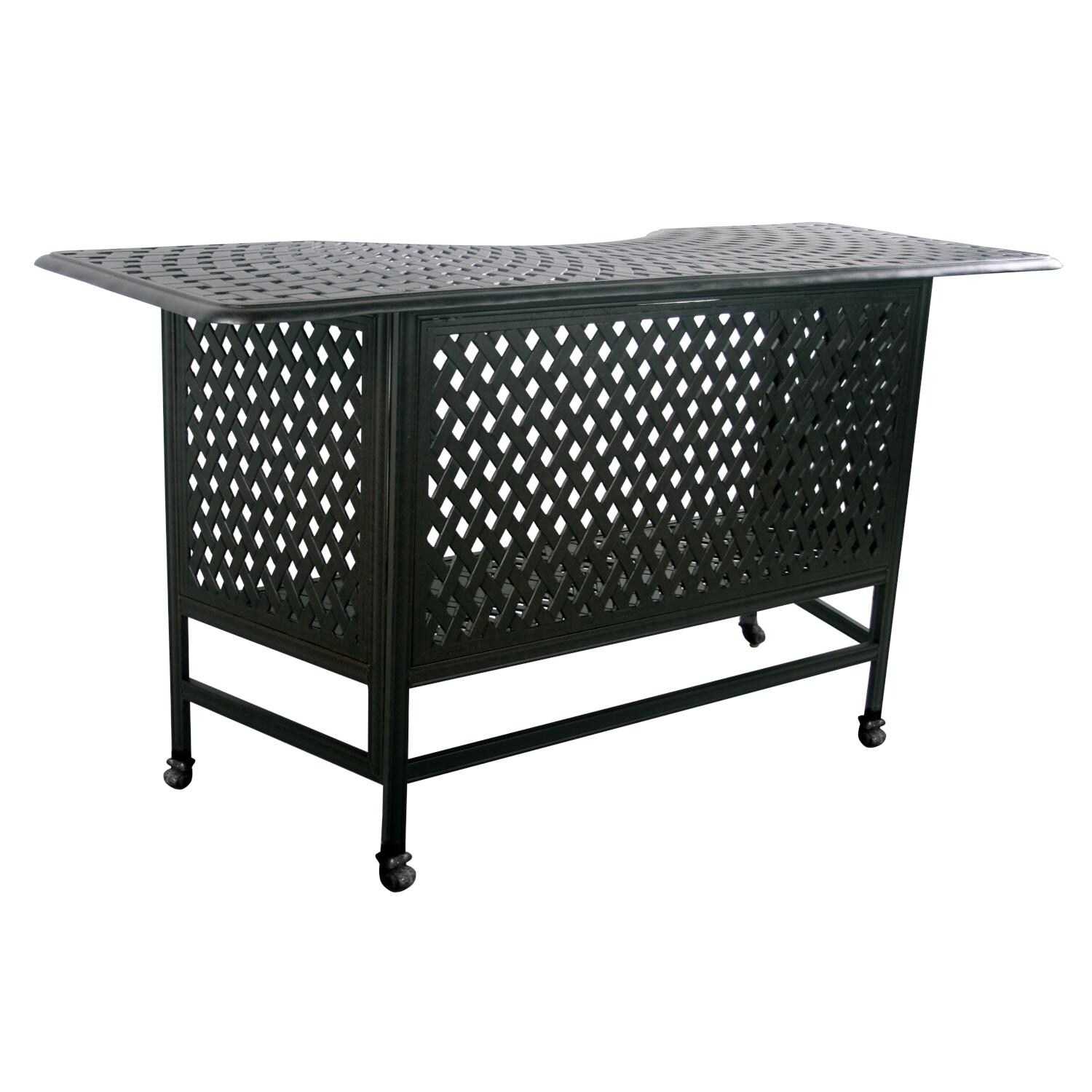 Darlee 1210-5PC-60K Classic 5 Piece Cast Aluminum Patio Party Bar Set W/ Backless Swivel Bar Stools & Sesame Cushions - Party Bar Table thumbnail