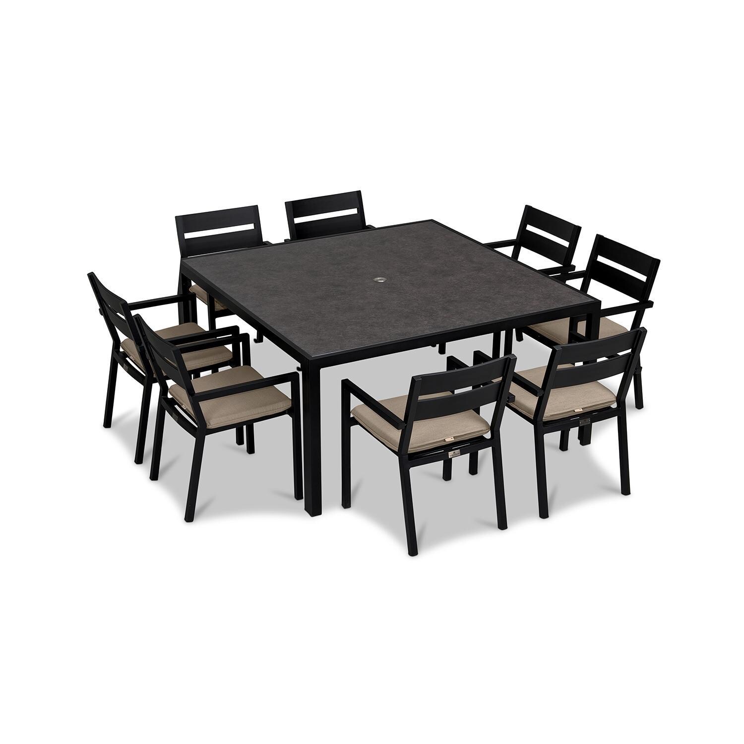 Calm Bay 9 Pc Square Dining Set in Black/Heather Beige by Lakeview - White Background thumbnail