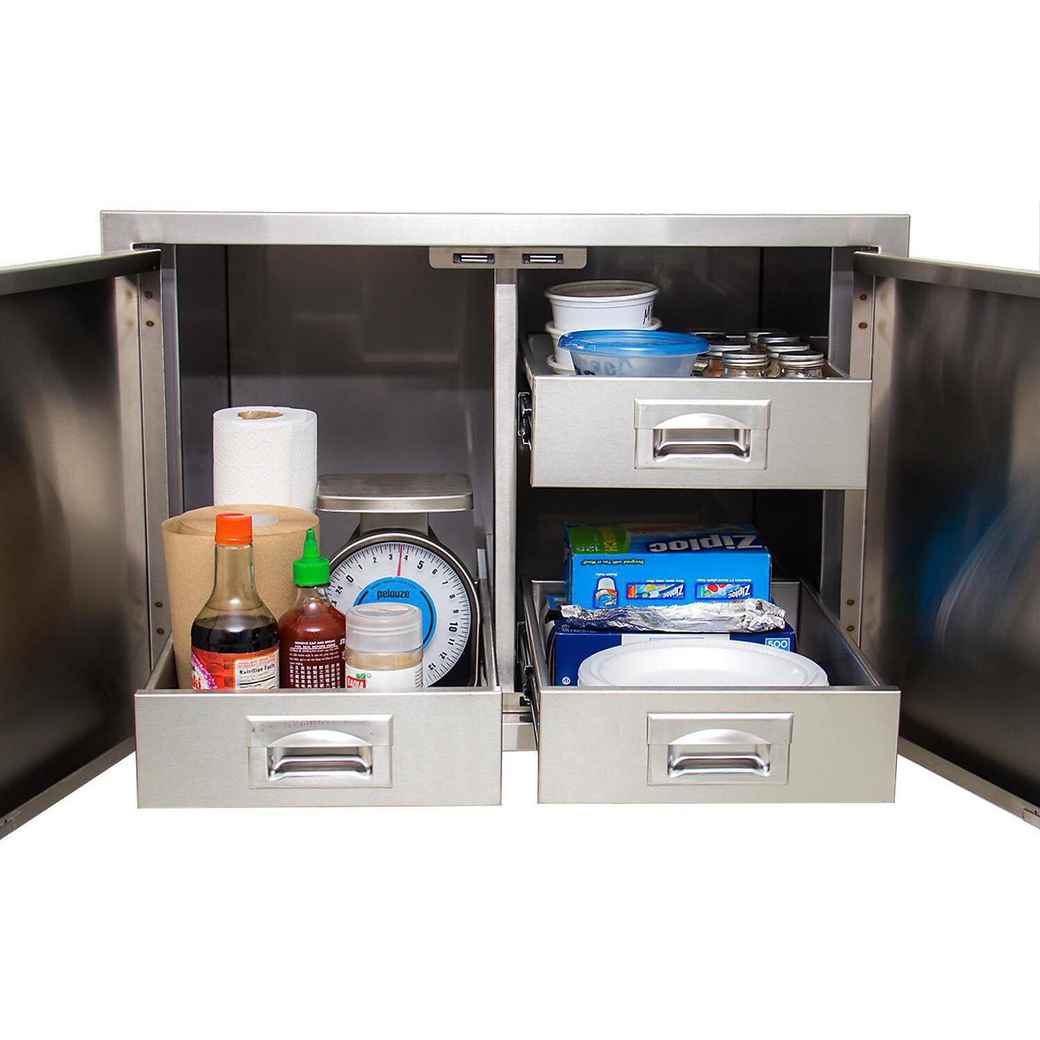 BBQGuys.com Sonoma Series 42-Inch Stainless Steel Enclosed Cabinet Storage With Drawers thumbnail