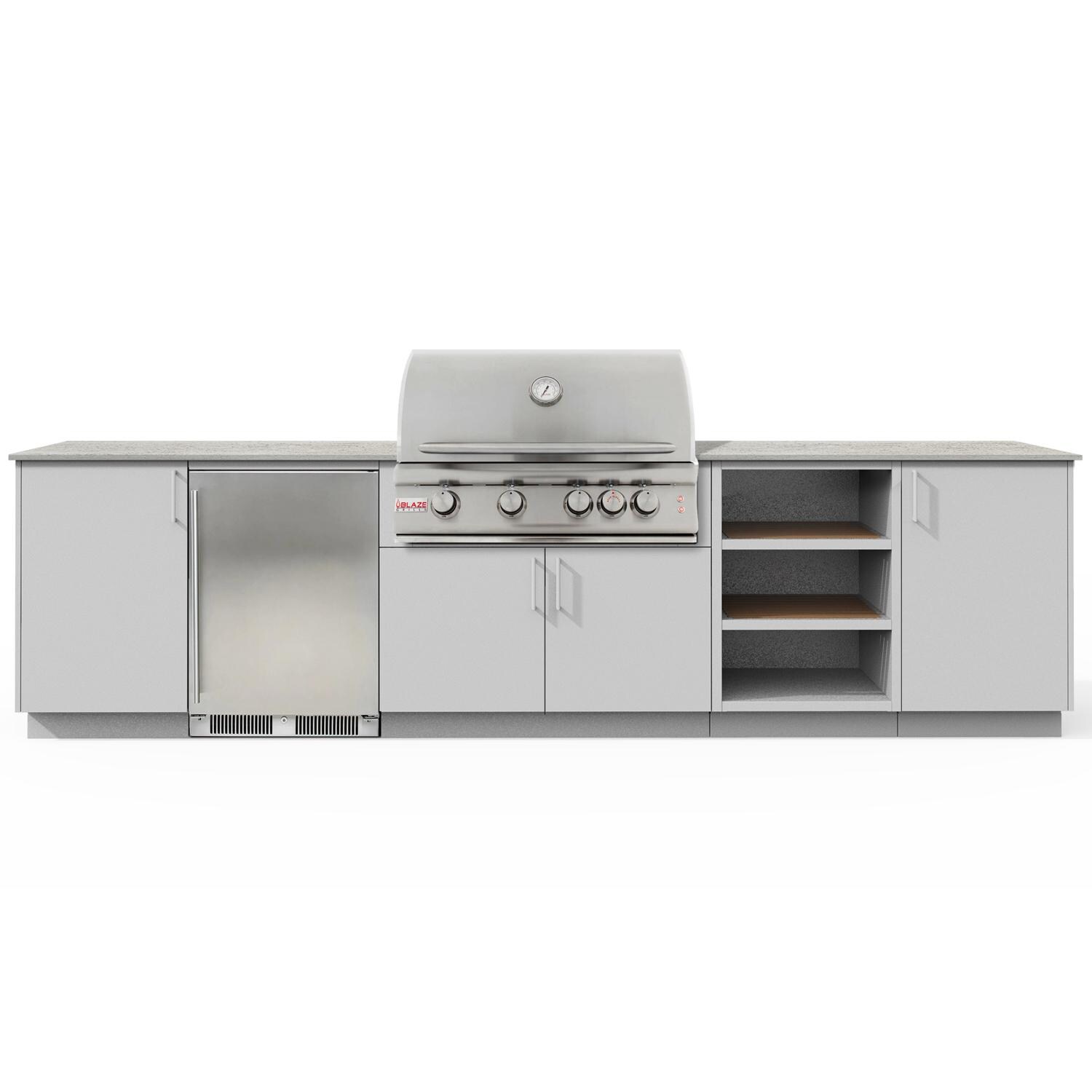 Urban Bonfire B-Ta - ga-32-Blaze-Keon-Chantilly Ta - ga 32 Outdoor Kitchen w/ Blaze Premium LTE Propane Grill, Refrigerator, Keon Countertop & Chantilly Finish - White Background thumbnail