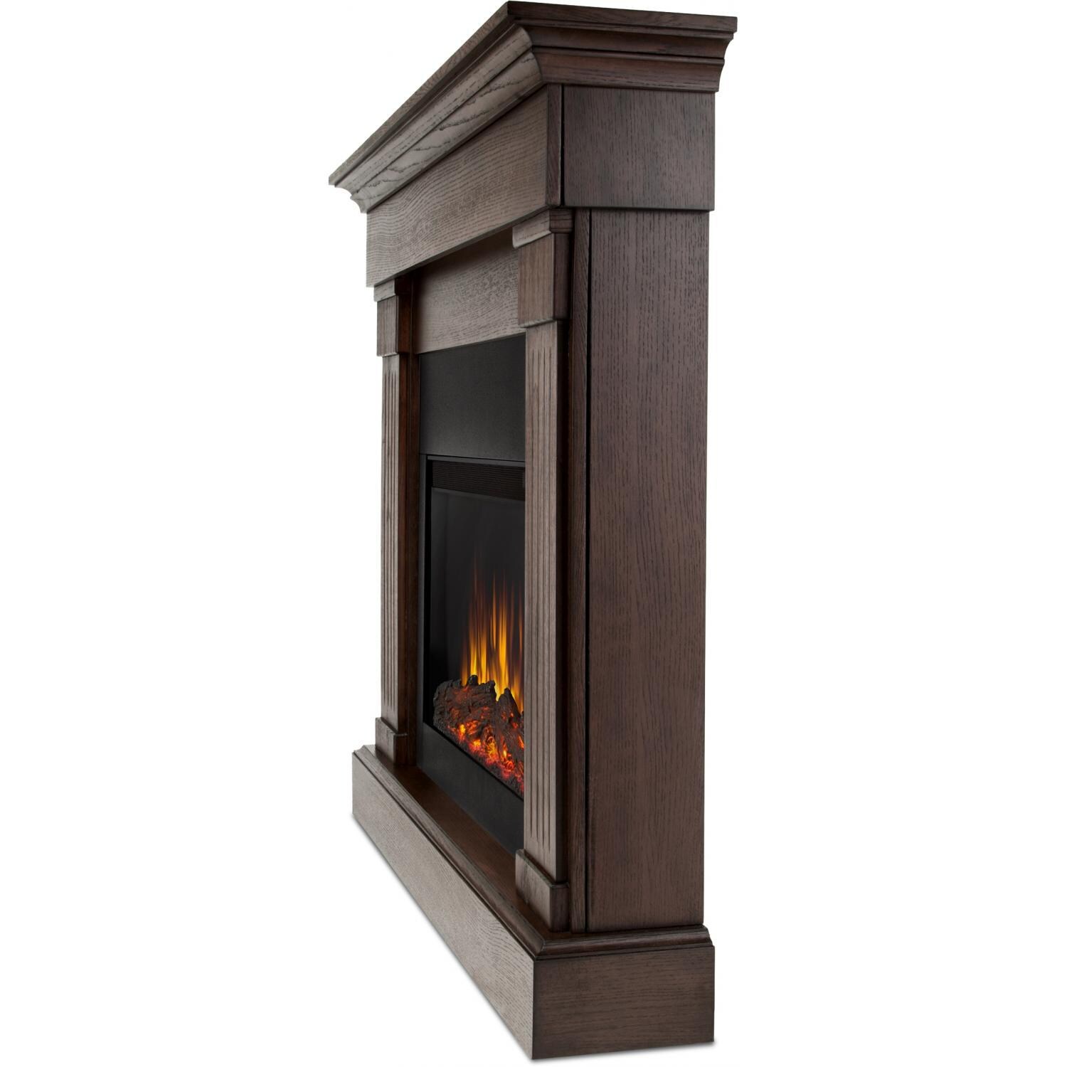 Real Flame 8020E-CO Crawford 47-Inch Slimline Electric Fireplace W/ Mantel - Chestnut Oak - Side View thumbnail