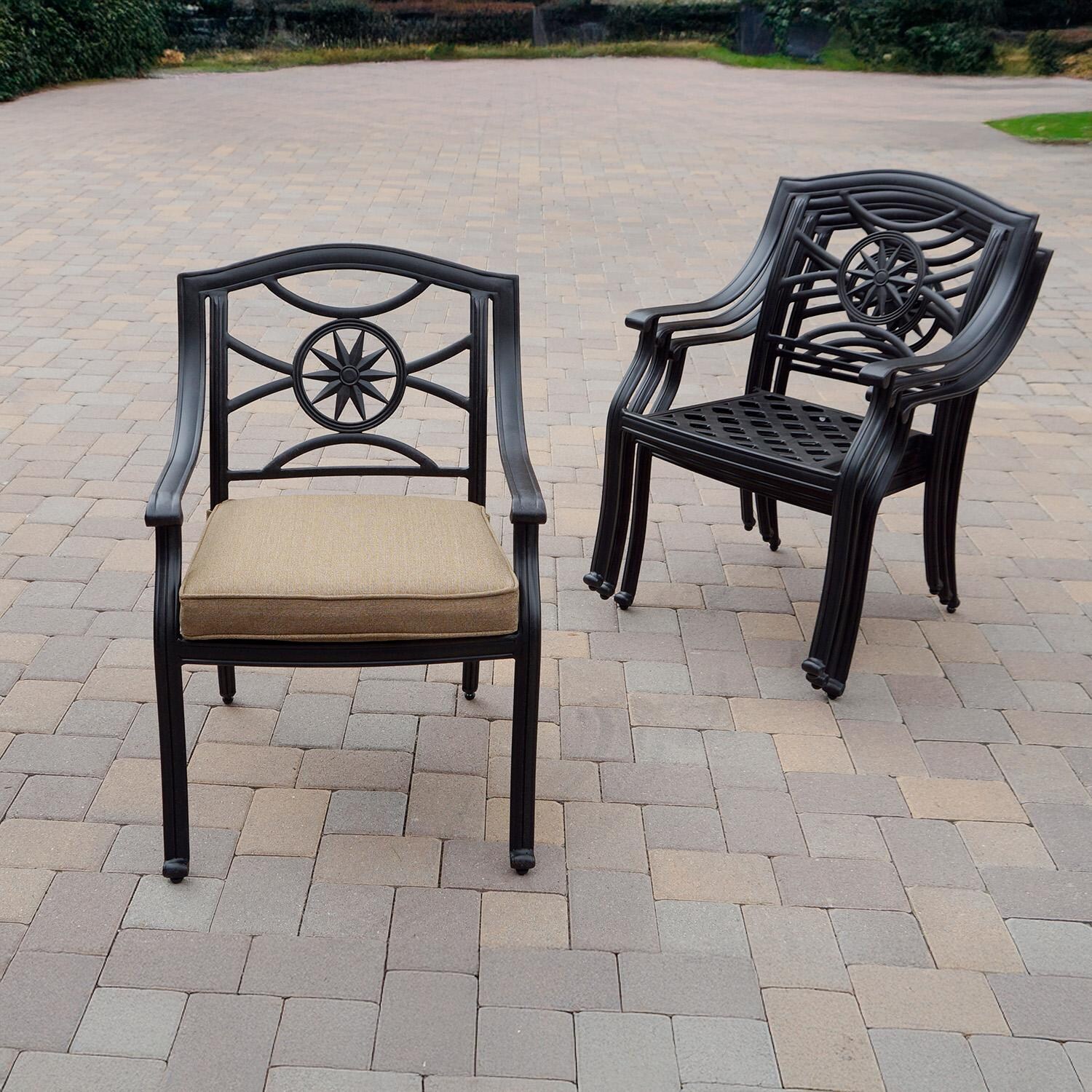 Darlee B/DL503-10PCDR-30W3935 Ten Star 10 Pc Cast Aluminum Dining Set in Antique Bronze - Stackable Chairs - Lifestyle thumbnail