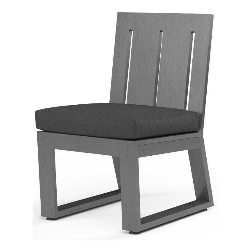 Redondo Aluminum Dining Side Chair w/ No Welt in Slate/Spectrum Carbon by Sunset West - White Background thumbnail