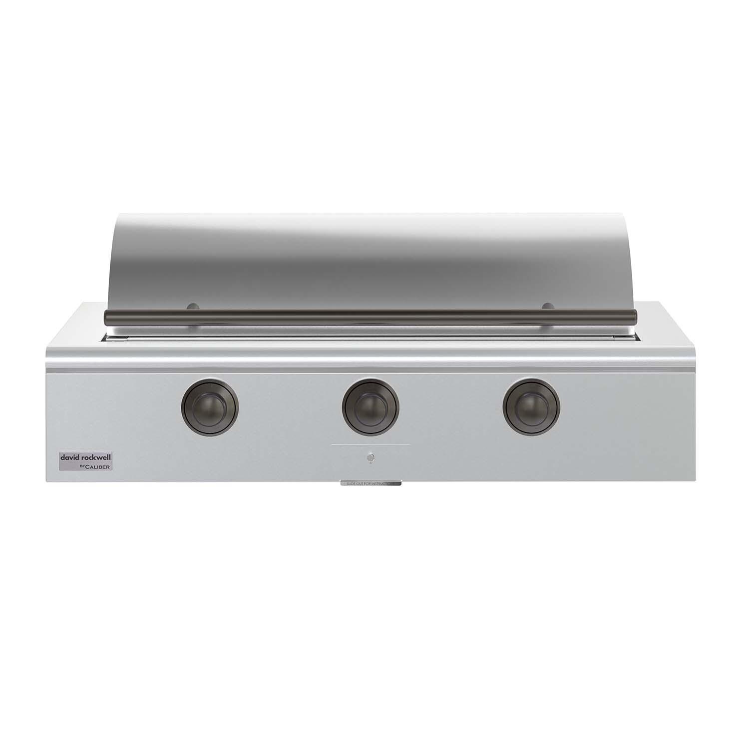 Caliber CRG-48BL00-A-H05 48-in Propane Built-In Rockwell Grill - Pewter Hardware - Lid Closed - White Background thumbnail