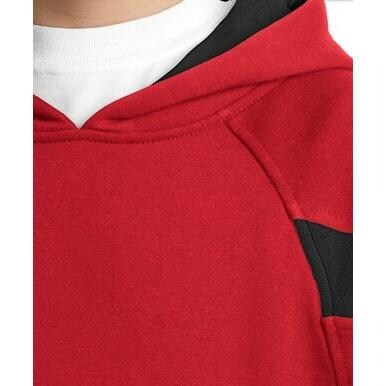Sport-Tek Youth Color-Spliced Hooded Pullover Sweatshirt XL - Red/Black