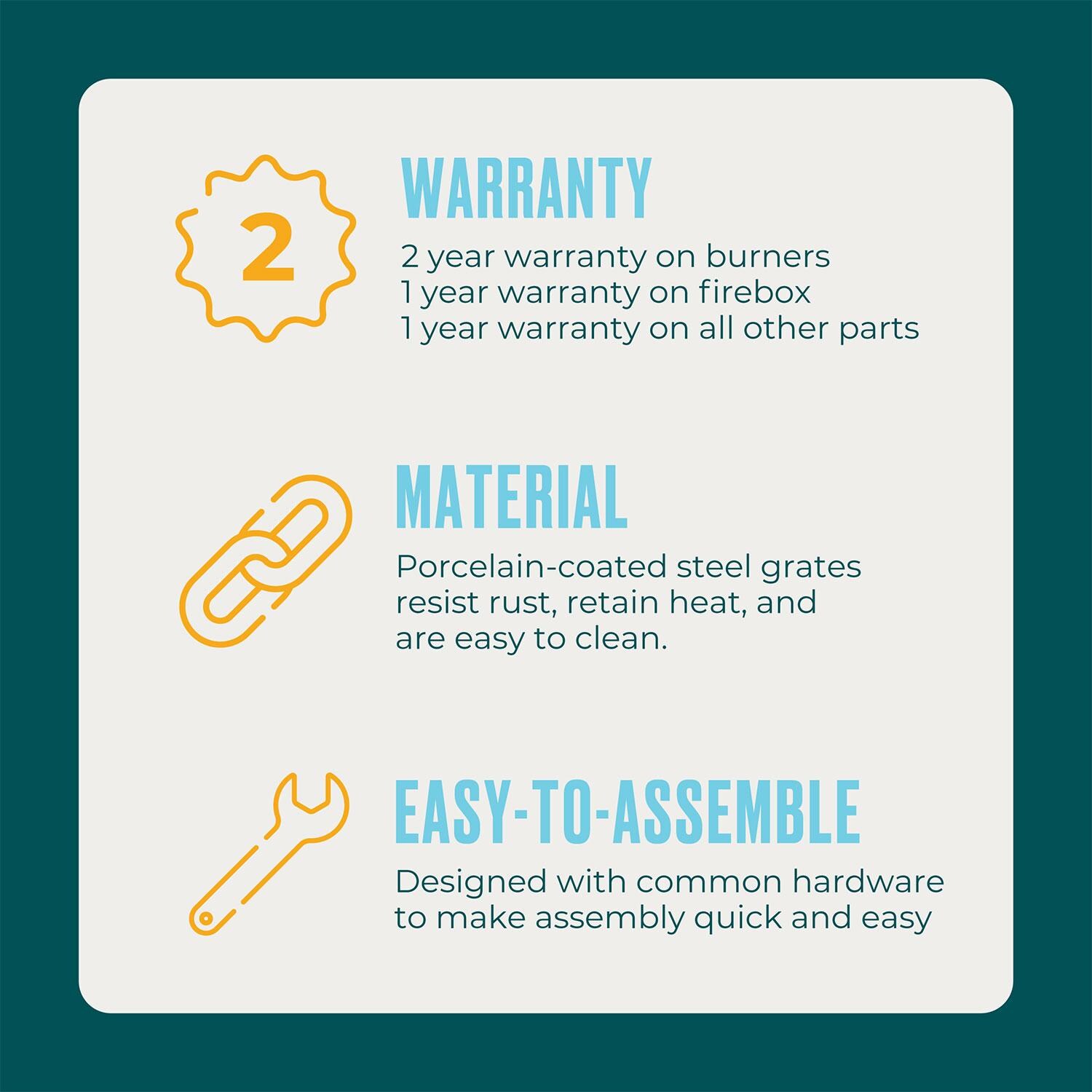 Charbroil 463349025 Performance Series 4-Burner Propane Grill A-Frame Cart - Grey & Stainless Steel - Warranty, Material, & Assembly - Detail thumbnail