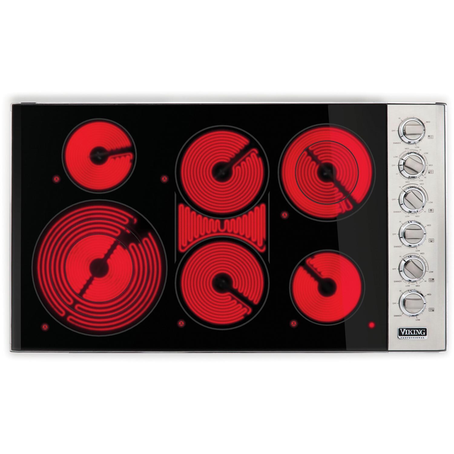 Viking Professional 5 Series 36-Inch 6-Burner Electric Radiant Cooktop - Stainless Steel And Black - VEC5366BSB thumbnail