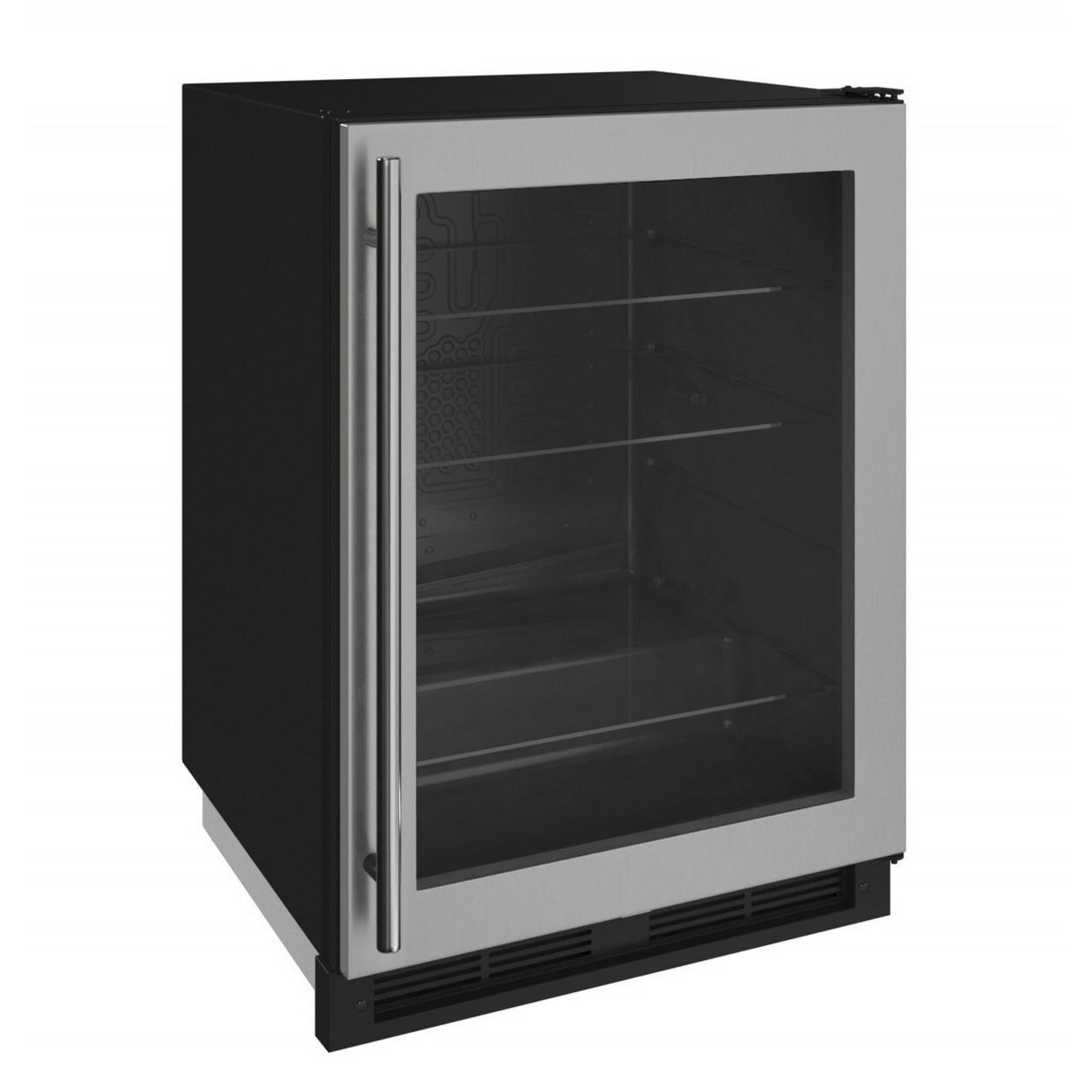 U-Line 1000 Series 24-Inch 5.4 Cu. Ft. Built-In Compact Refrigerator With Glass Door - Stainless Steel - U-1224RGLS-00A