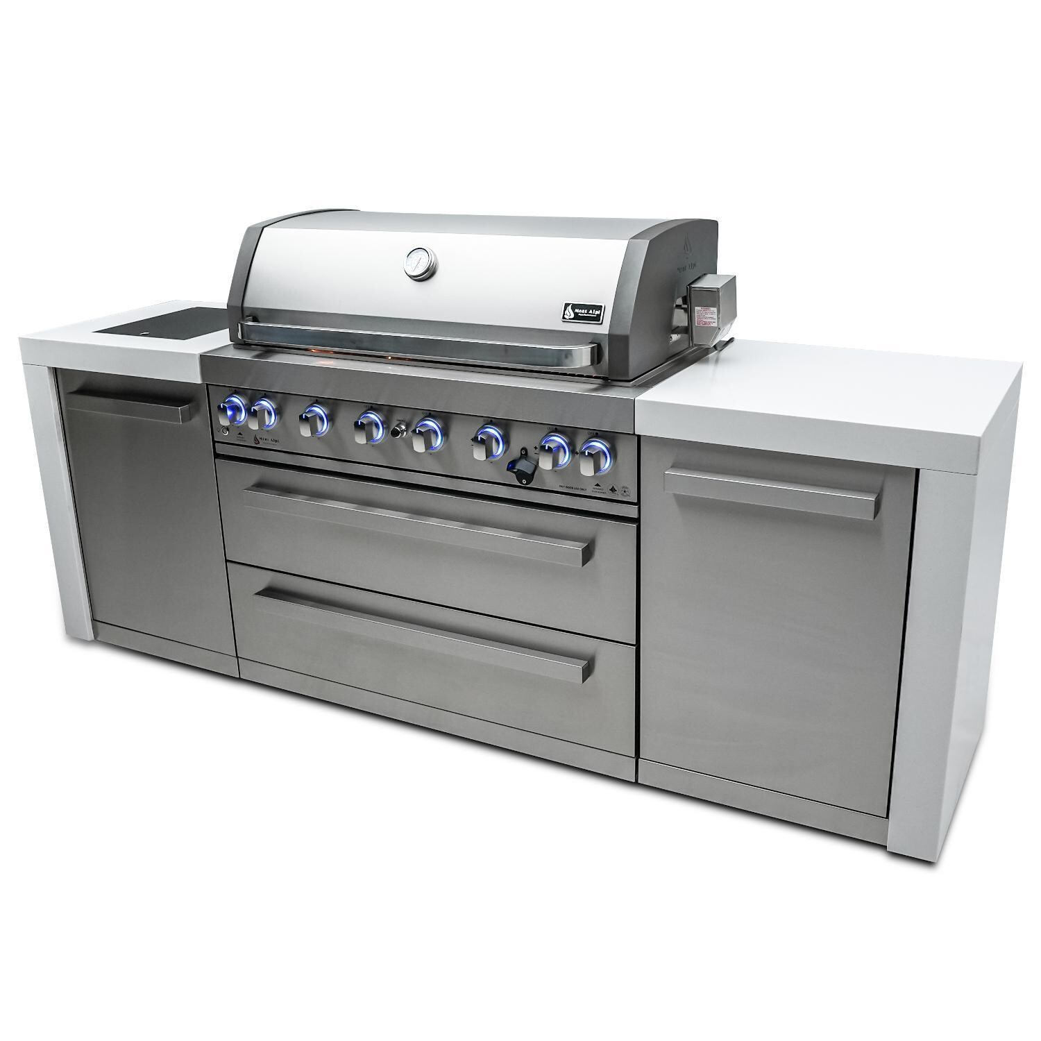 Mont Alpi - MAi805-D - Deluxe Gas Island Grill - Stainless Steel - Angled Left - Grill Closed - White Background thumbnail