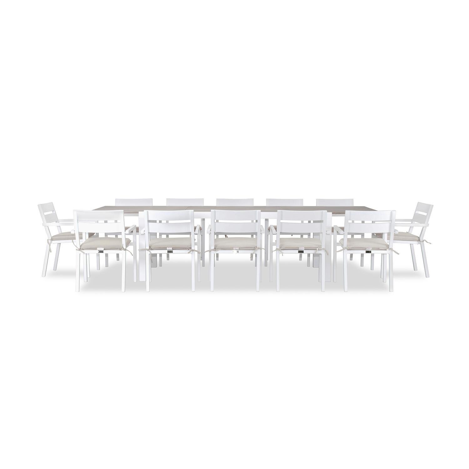 Calm Bay 13 Pc Extendable Dining Set in White/Cast Silver by Lakeview - White Background 3 thumbnail