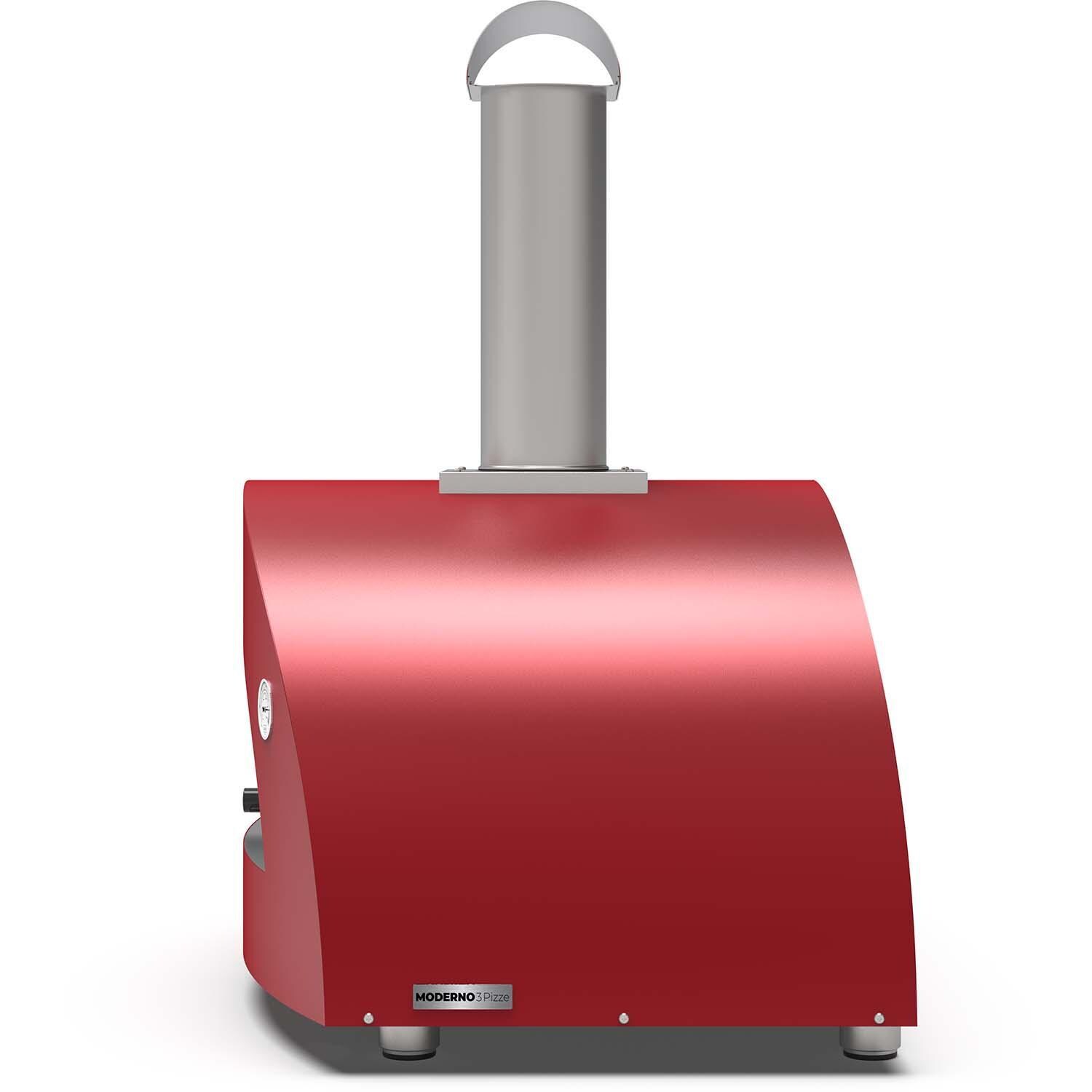 Alfa FXMD-3P-MROR-U Moderno 3 Pizze Natural Gas Pizza Oven - Antique Red - Right Side View - White Background thumbnail