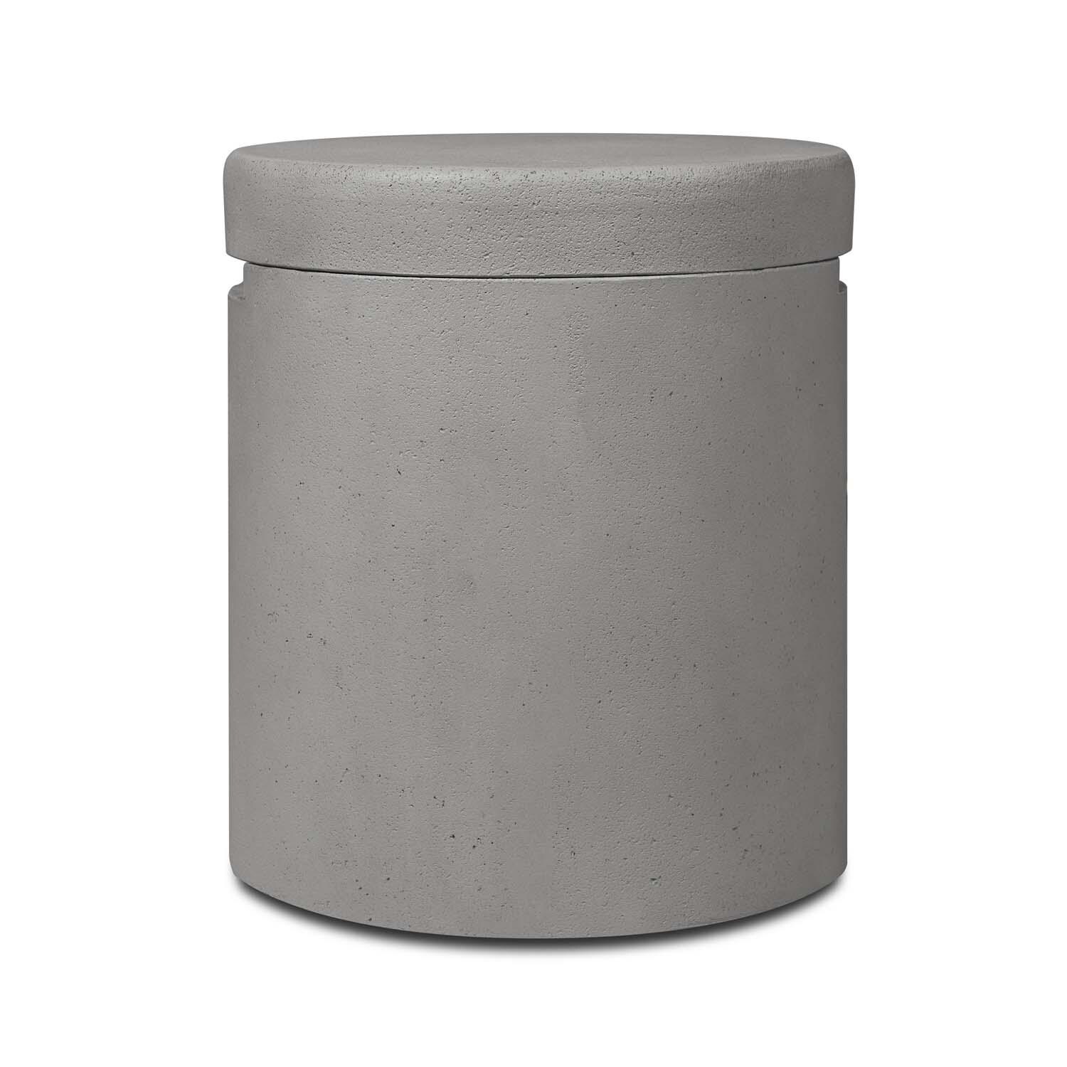Hillview Bay 18-in Round Concrete Propane Tank Cover & Side Table in Flint by BBQGuys Signature - Side - White Background thumbnail