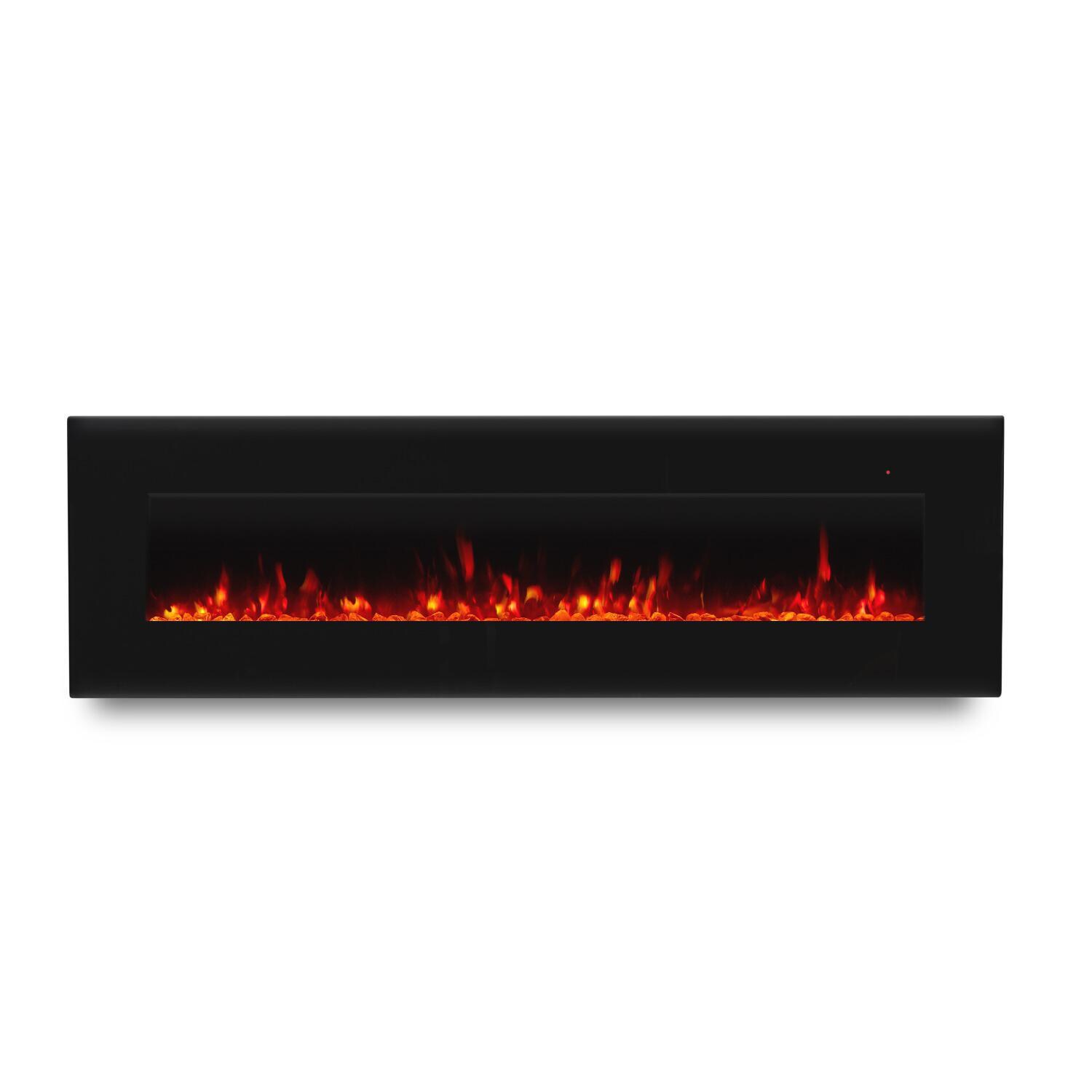 Real Flame 1360E-BK Corretto 72-Inch Wall Mount Electric Fireplace - Black - Clear Glass - Red Flame thumbnail