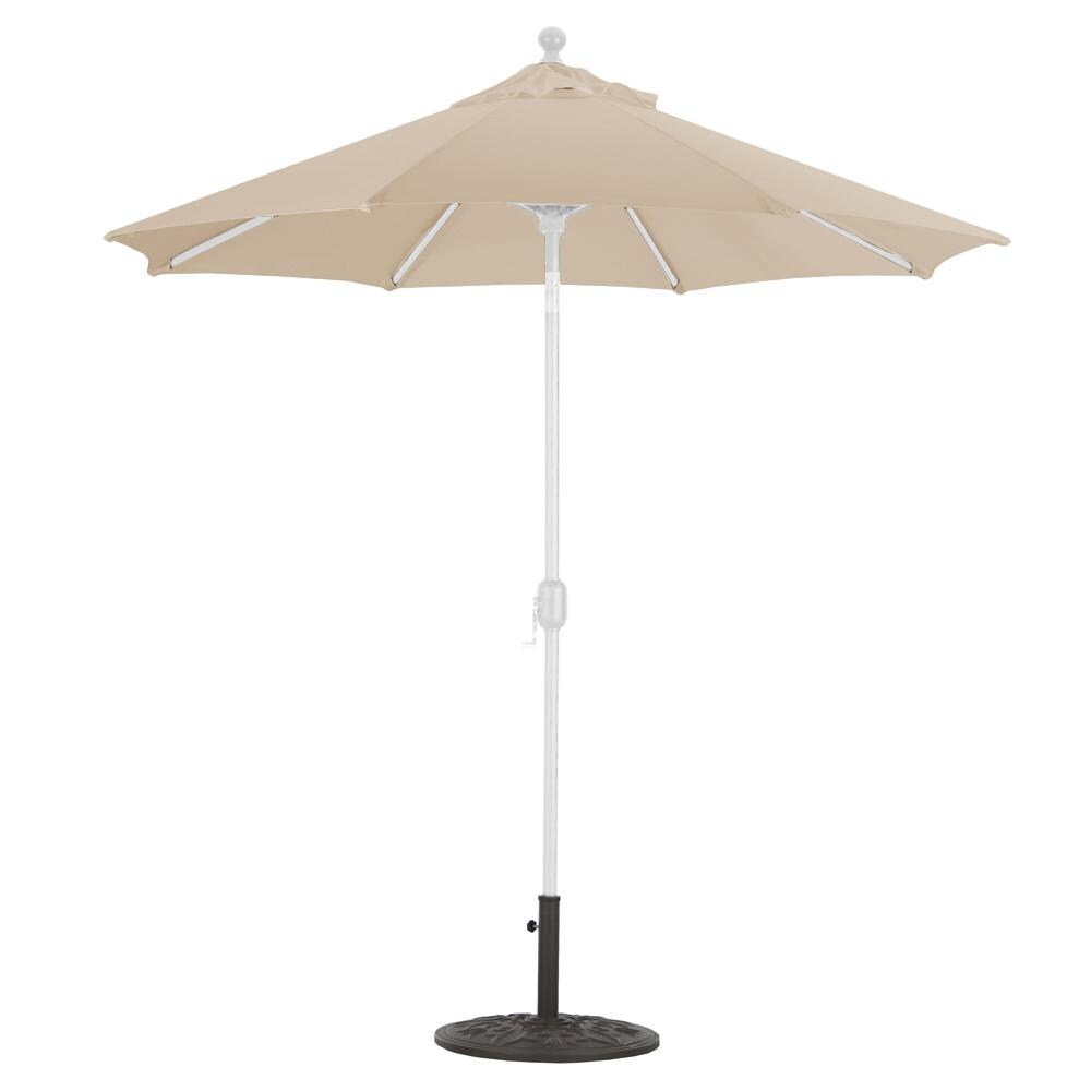Galtech 7.5 Ft. Octagonal Aluminum Patio Market Umbrella W/ Crank Lift And Deluxe Auto Tilt - White Frame W/ Sunbrella Canvas Camel Canopy