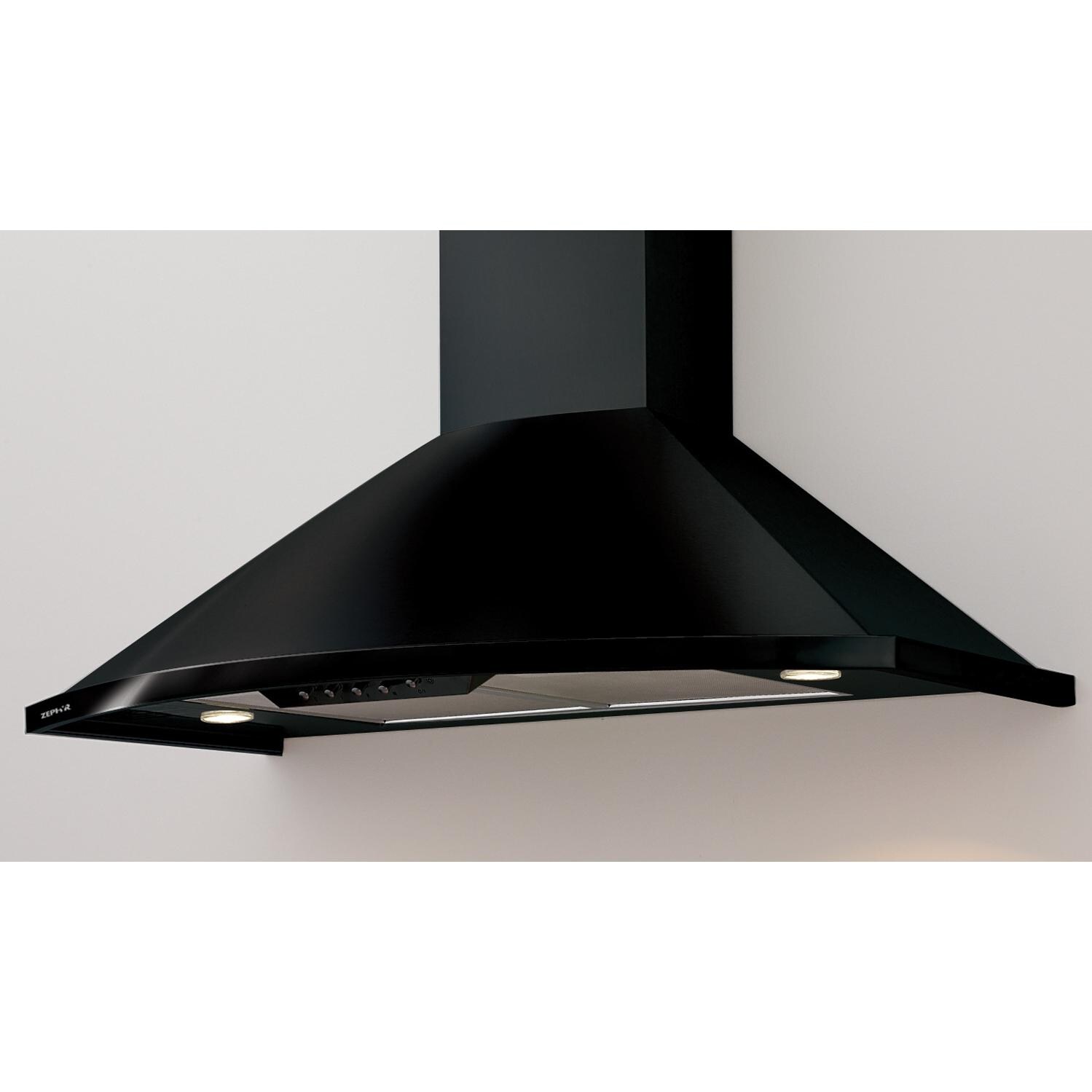 Zephyr Range Hoods 36-Inch Europa Savona Wall Mount Chimney Range Hood With 650 CFM Internal Blower Black - ZSA-M90CB