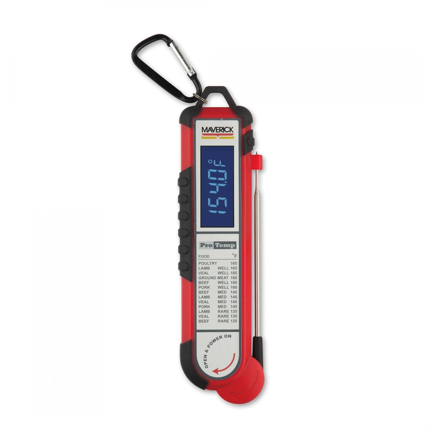 Maverick Pro-Temp Commercial Grade Food Probe BBQ Thermometer With Belt Clip - Red