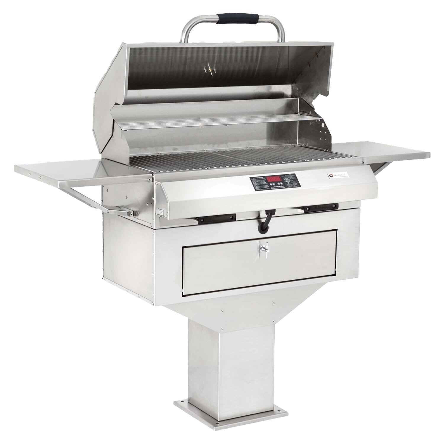 Electri-Chef 4400-EC-448-PB-S-32 4400 Series 32-Inch Pedestal Base Electric Grill w/ Single Temp. Control - Lid Open - White Background thumbnail