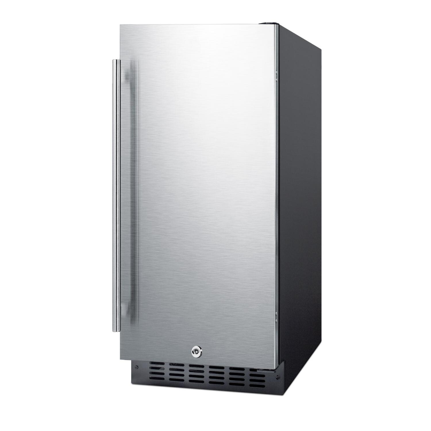 Summit SPR316OS 15-Inch 3.0 Cu. Ft. Commercial Outdoor Rated Beverage Refrigerator - Stainless Steel / Black Cabinet - Right-Side Angled View thumbnail