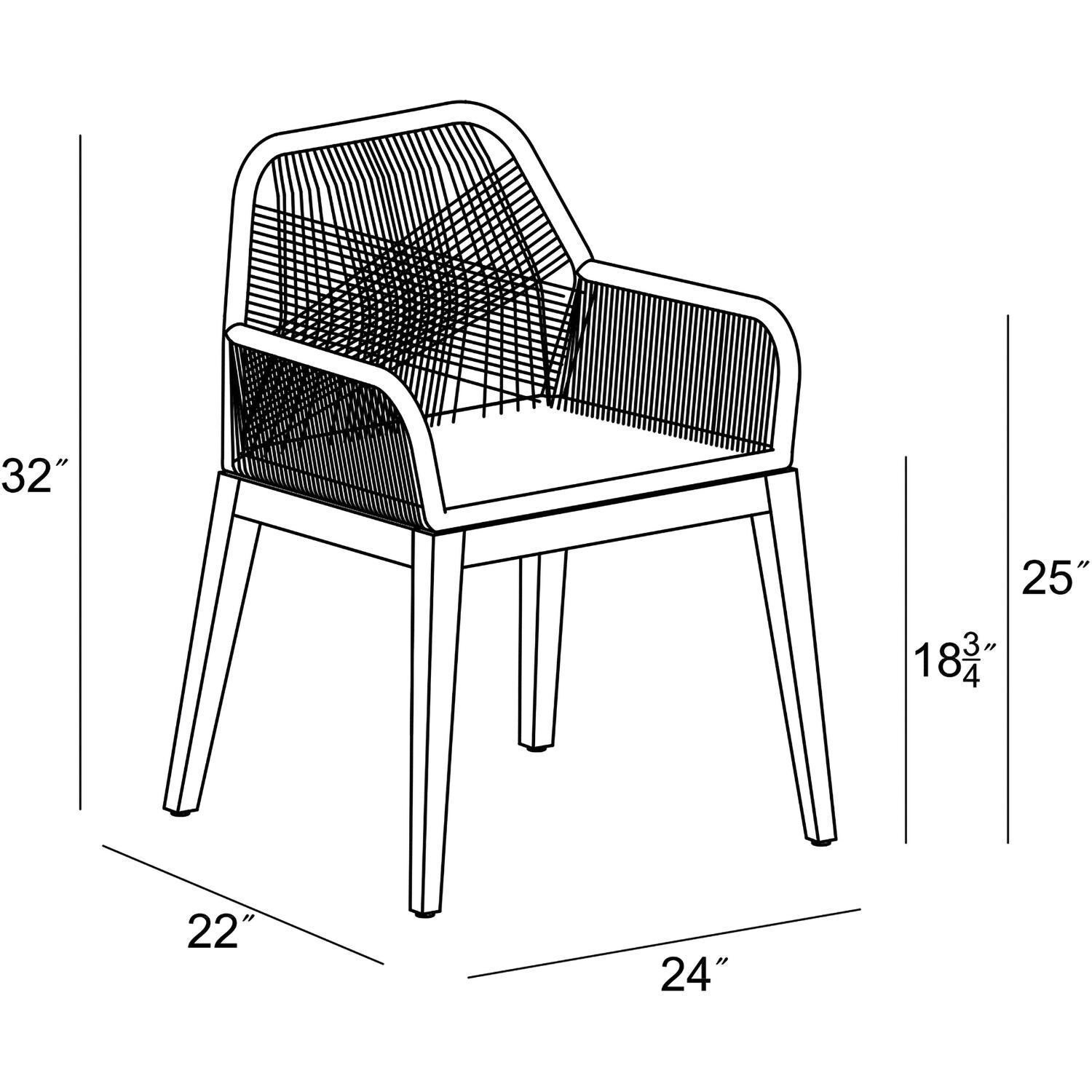 Wood Grove Reclaimed Teak and Rope Dining Arm Chair By Lakeview - Dimensional thumbnail
