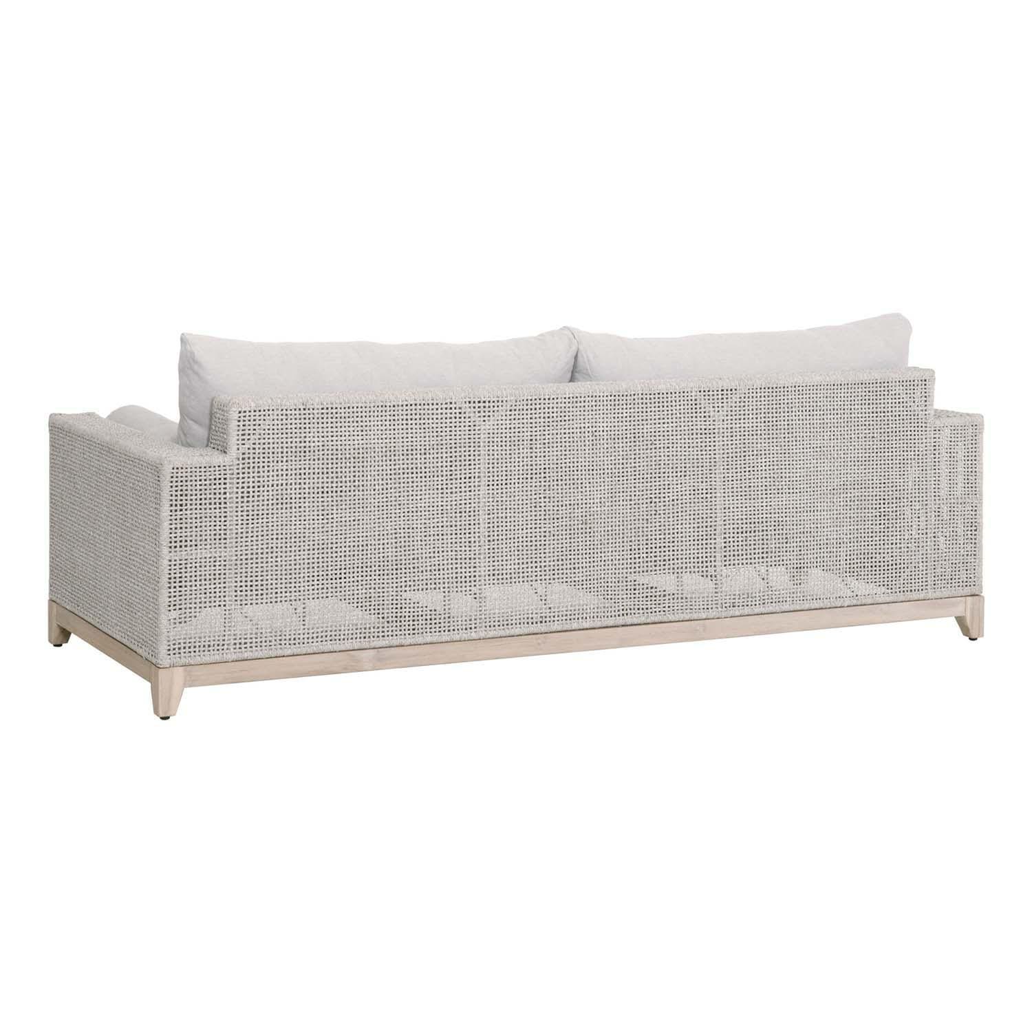 Lakeview Ranch Pointe 3 Person Woven Rope Sofa in Taupe & White - Back View thumbnail