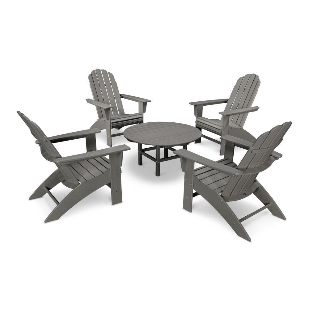 POLYWOOD Vineyard 5 Pc Recycled Plastic Oversized Adirondack Seating Set in Slate Gray by - PWS400-1-GY