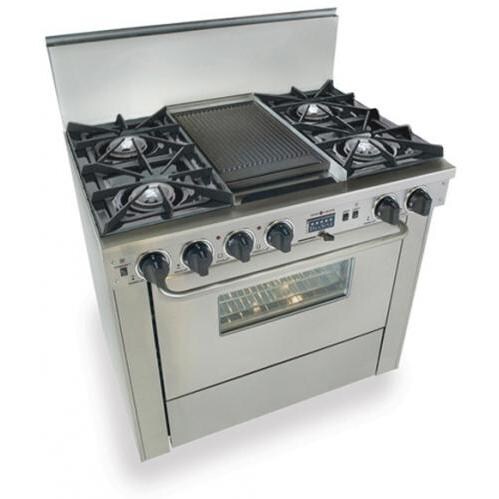 FiveStar 36 Inch Dual-Fuel Convection Range With Open Burners - Stainless Steel