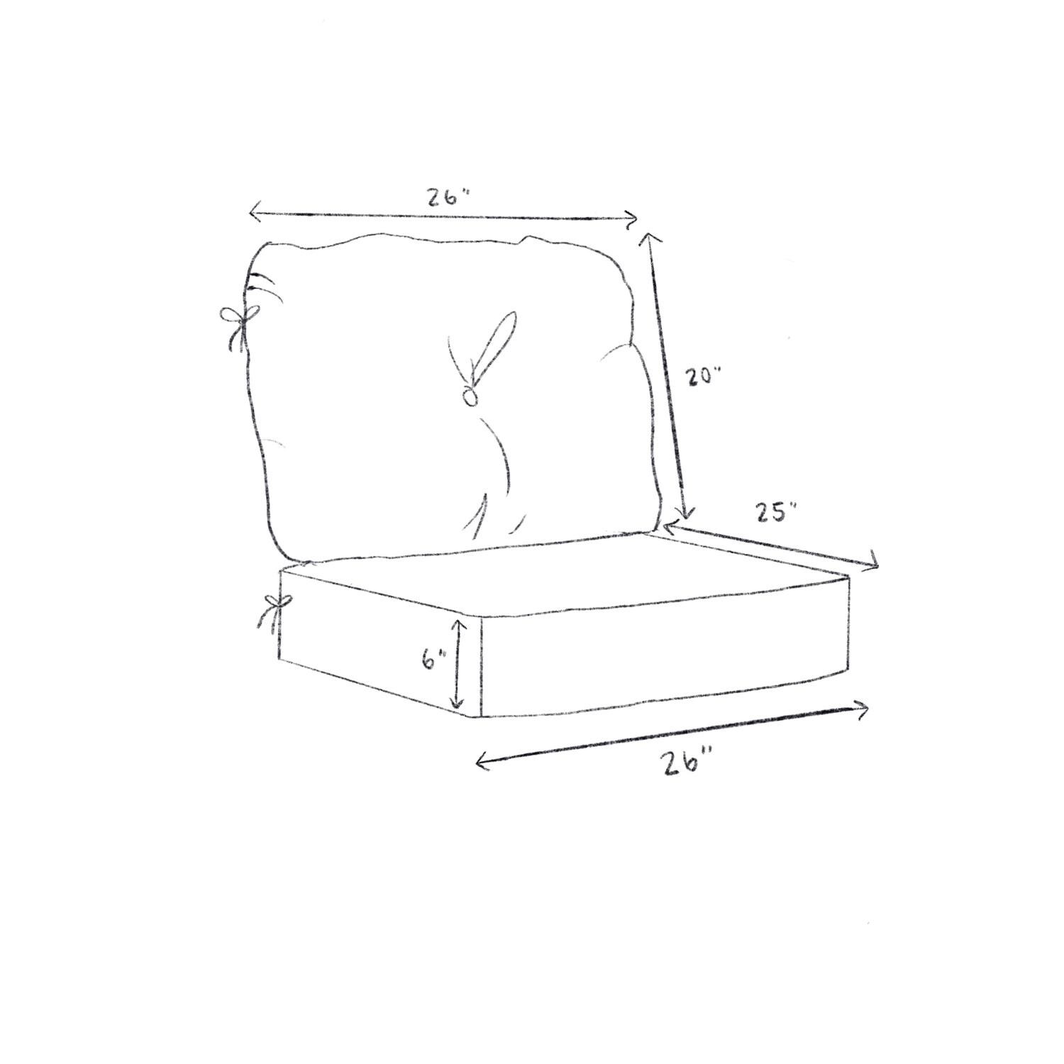 Darlee B/RC708-101-2 Elisabeth Replacement Club Chair Cushions - Cushion Dimensions thumbnail