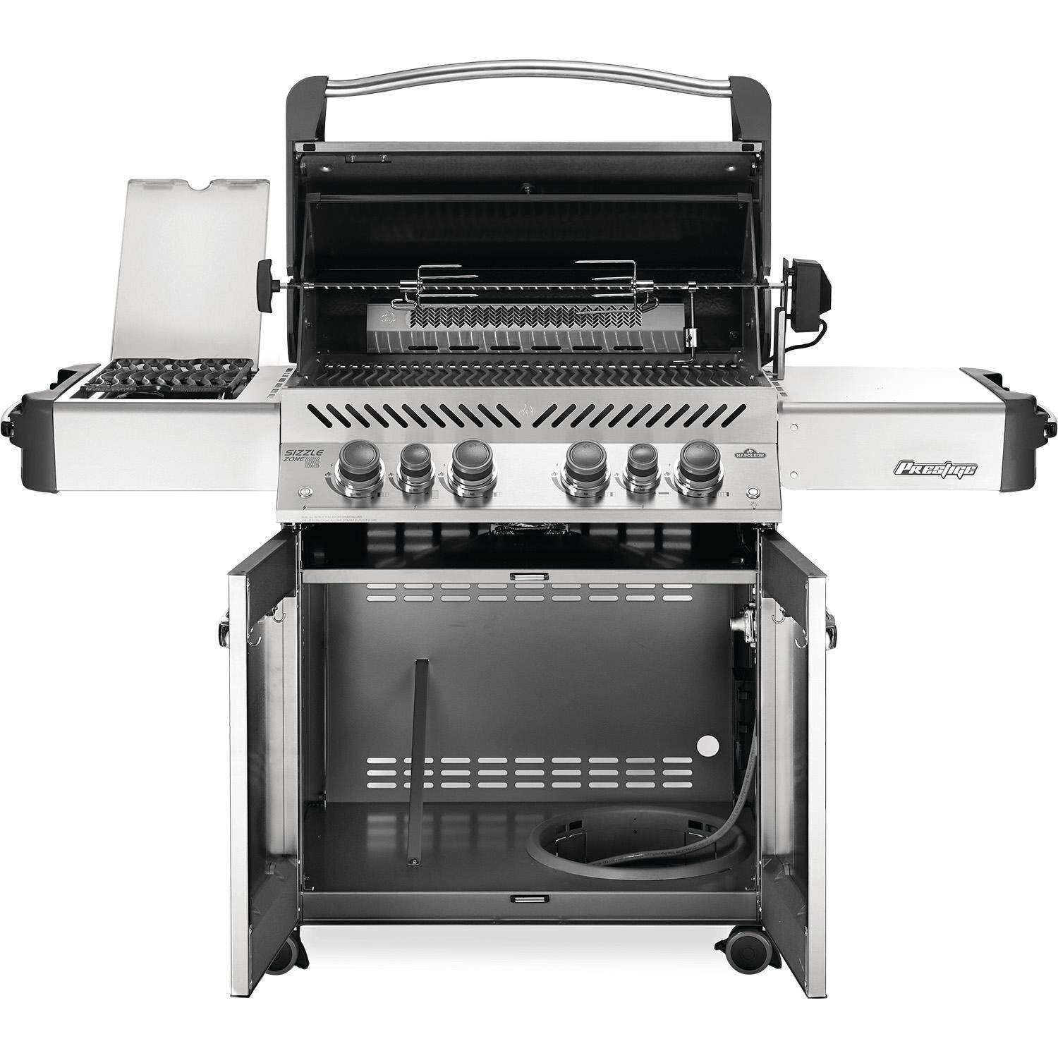 Napoleon Prestige 500 Propane Grill Bundle w/Cover, Charcoal Tray, Rotisserie Basket & Drip Trays - Prestige 500 Propane Gas Grill - Interior - White Background