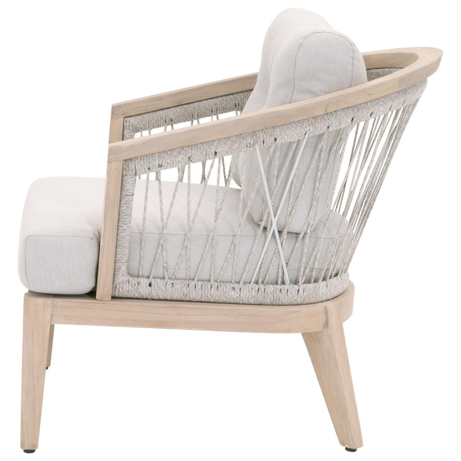 Lakeview Heritage Way Woven Rope Club Chair in Taupe & White - Side View thumbnail