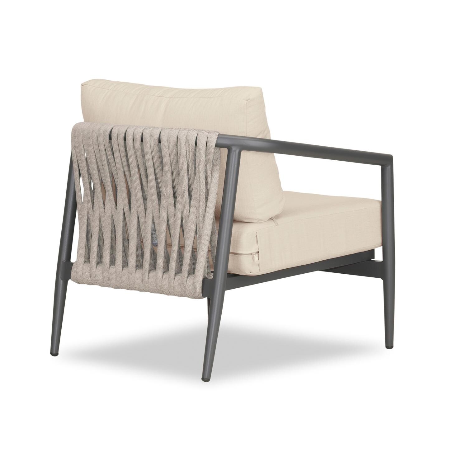 Lakeview Midnight Cove Aluminum Club Chair Rocking in Slate/Pebble Gray/Canvas Flax - Back Right - White Background thumbnail