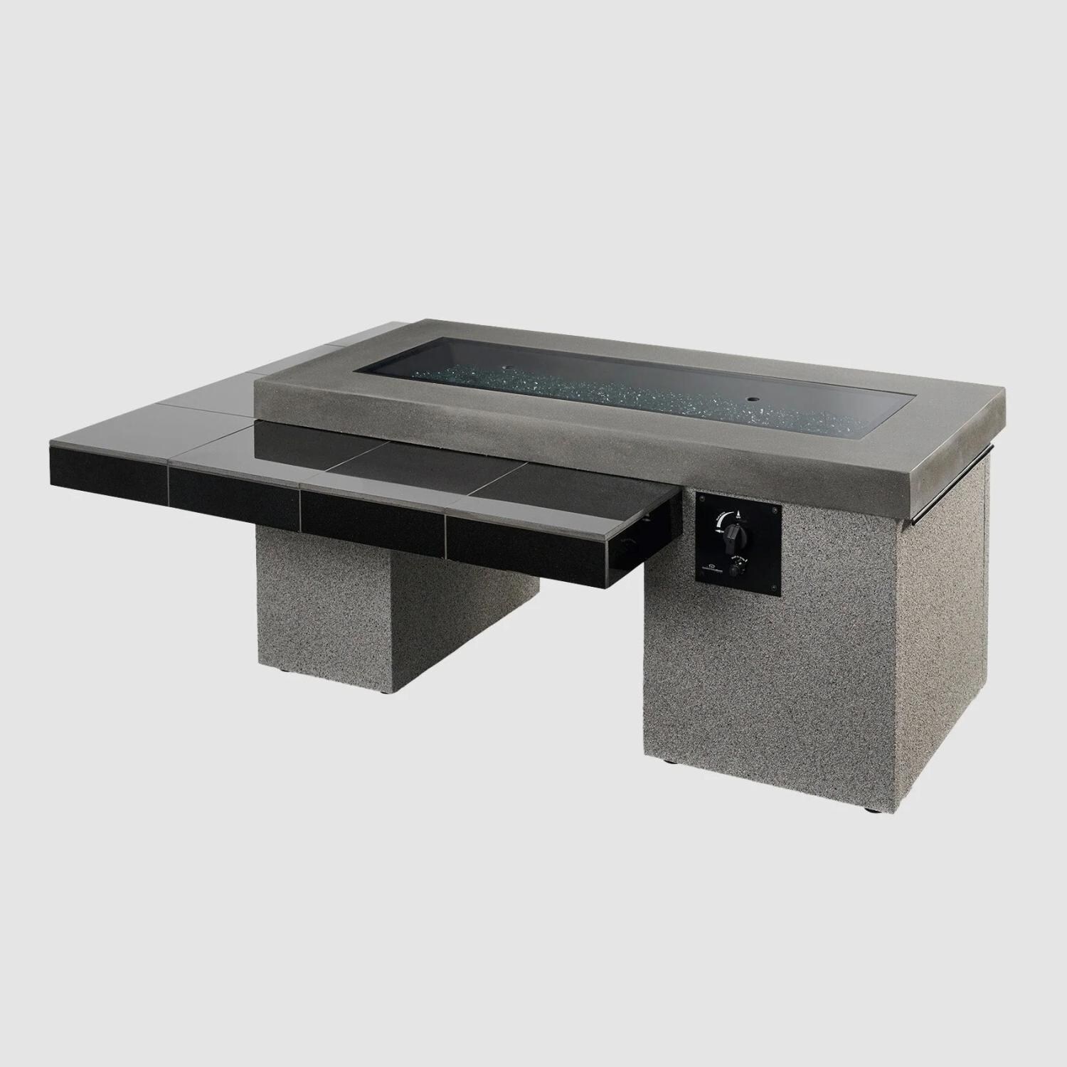 Emfield 48 Inch Rectangular Aluminum Natural Gas Fire Pit Table in Black By Lakeview Outdoor Designs - Shown w/Cover - Detail thumbnail