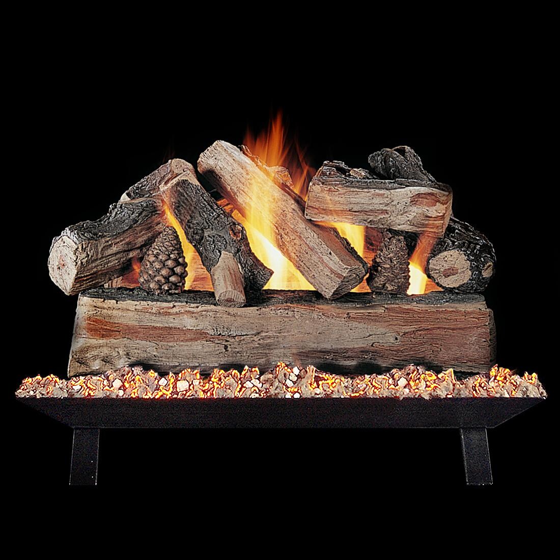 Rasmussen 18-Inch CrossFire See-Thru Gas Log Set With Vented Natural Gas Custom Pan Burner - Match Light thumbnail