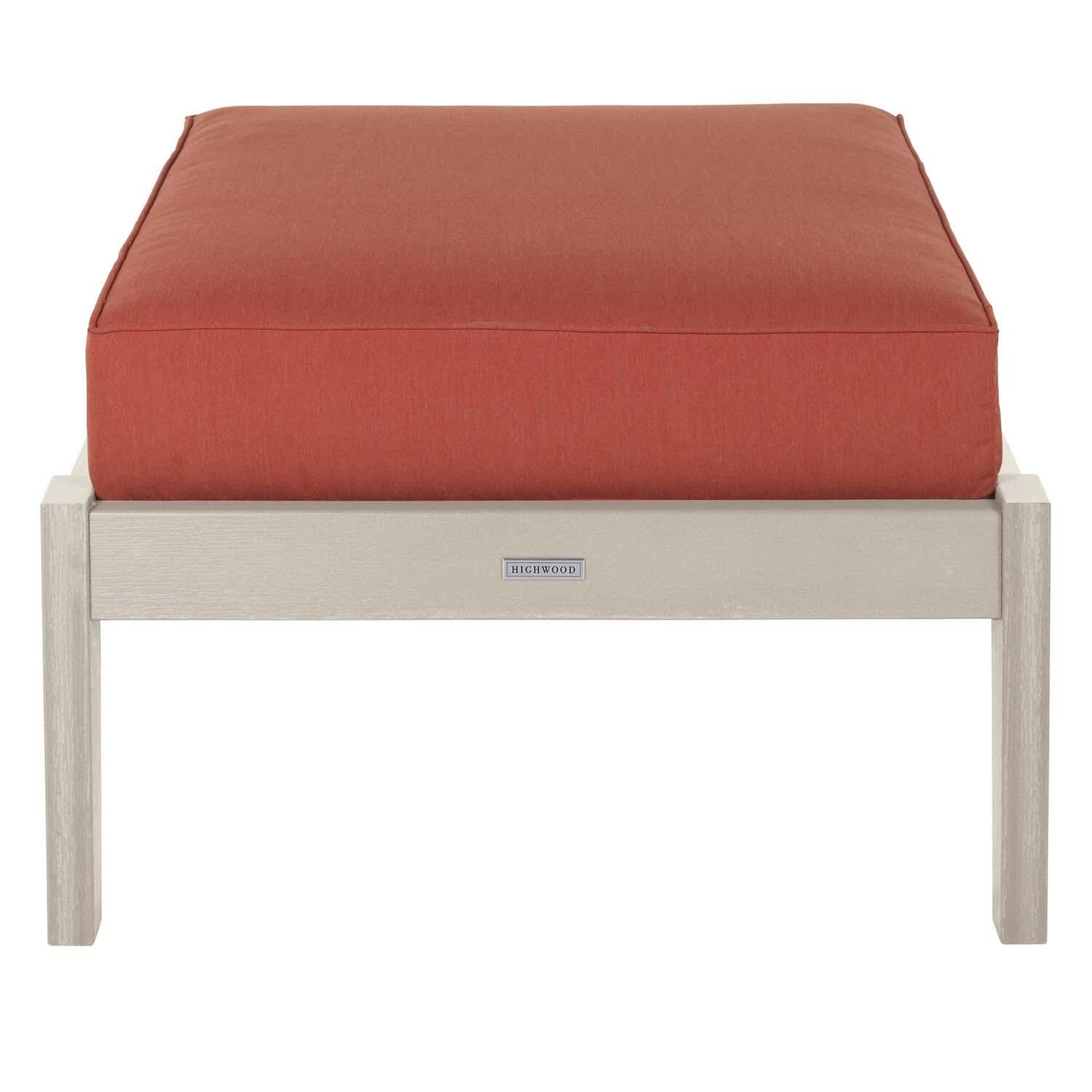 Blushing Bay Recycled Plastic Ottoman in Canvas Persimmon/Whitewash by Lakeview Outdoor Designs - White Background thumbnail