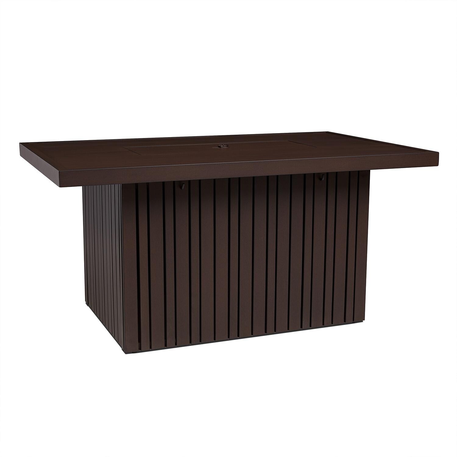 Westlook 52-in Rectangular Aluminum Propane Fire Pit in Bronze Coral by Lakeview - Covered - White Background thumbnail