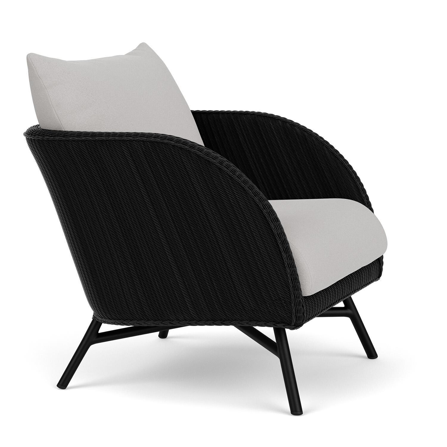 Lloyd Flanders Essence Lounge Chair W/Tundra Dove Fabric - Ebony Finish - Angled thumbnail