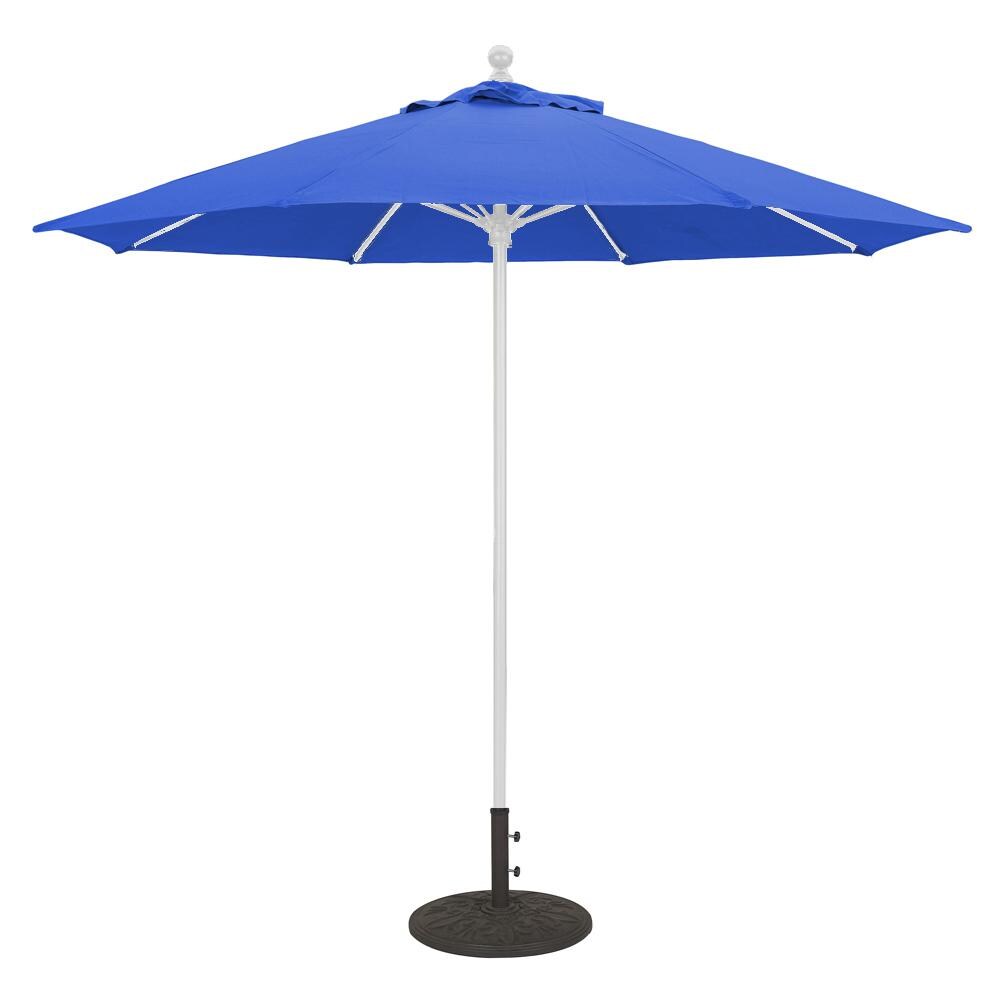 Galtech 9 Ft. Octagonal Aluminum Patio Umbrella W/ Manual Lift - White Frame W/ True Blue Sunbrella Fabric (Umbrella Base Not Included) thumbnail