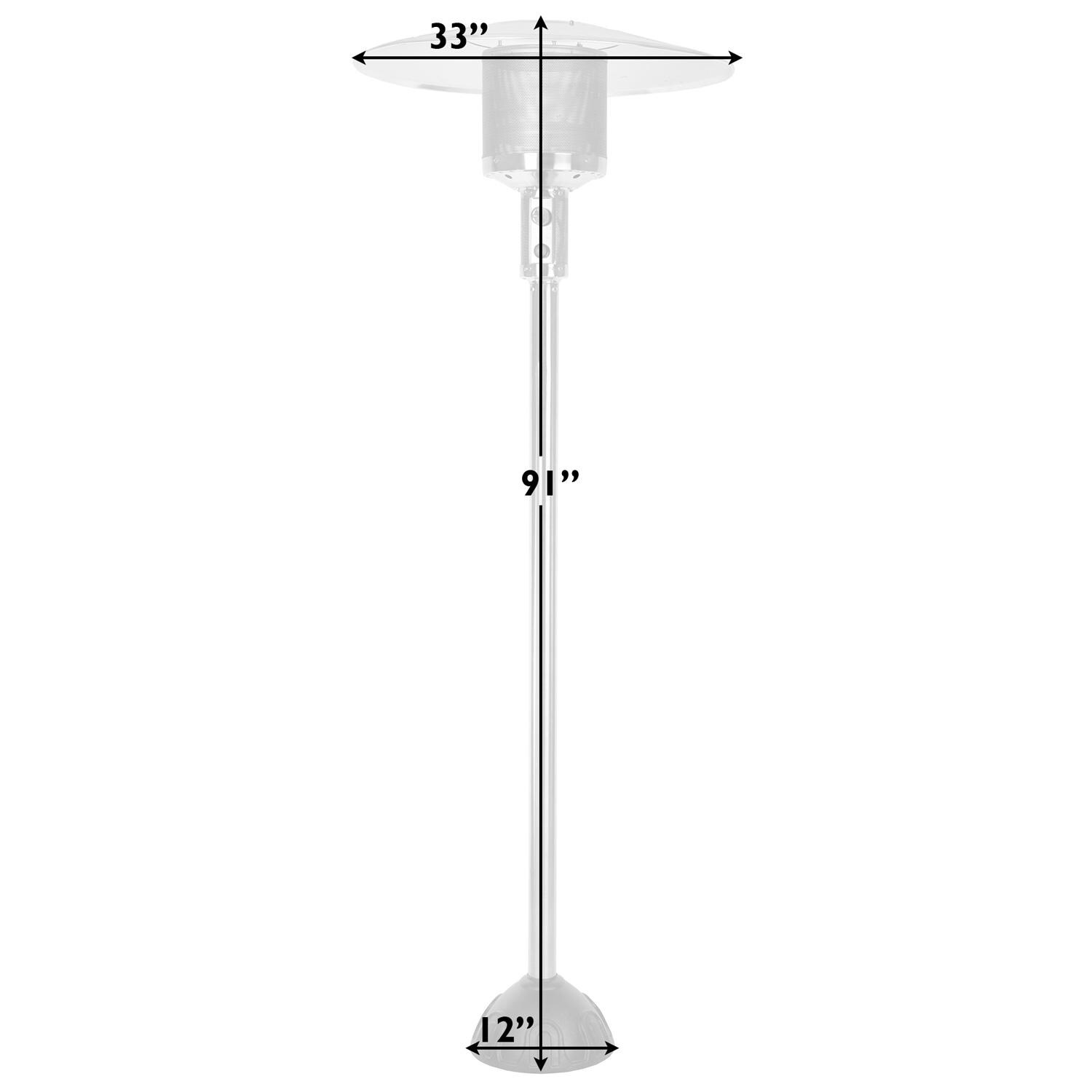 Ultimate Patio SC61445 Natural Gas Patio Heater - Stainless Steel - Dimensions thumbnail