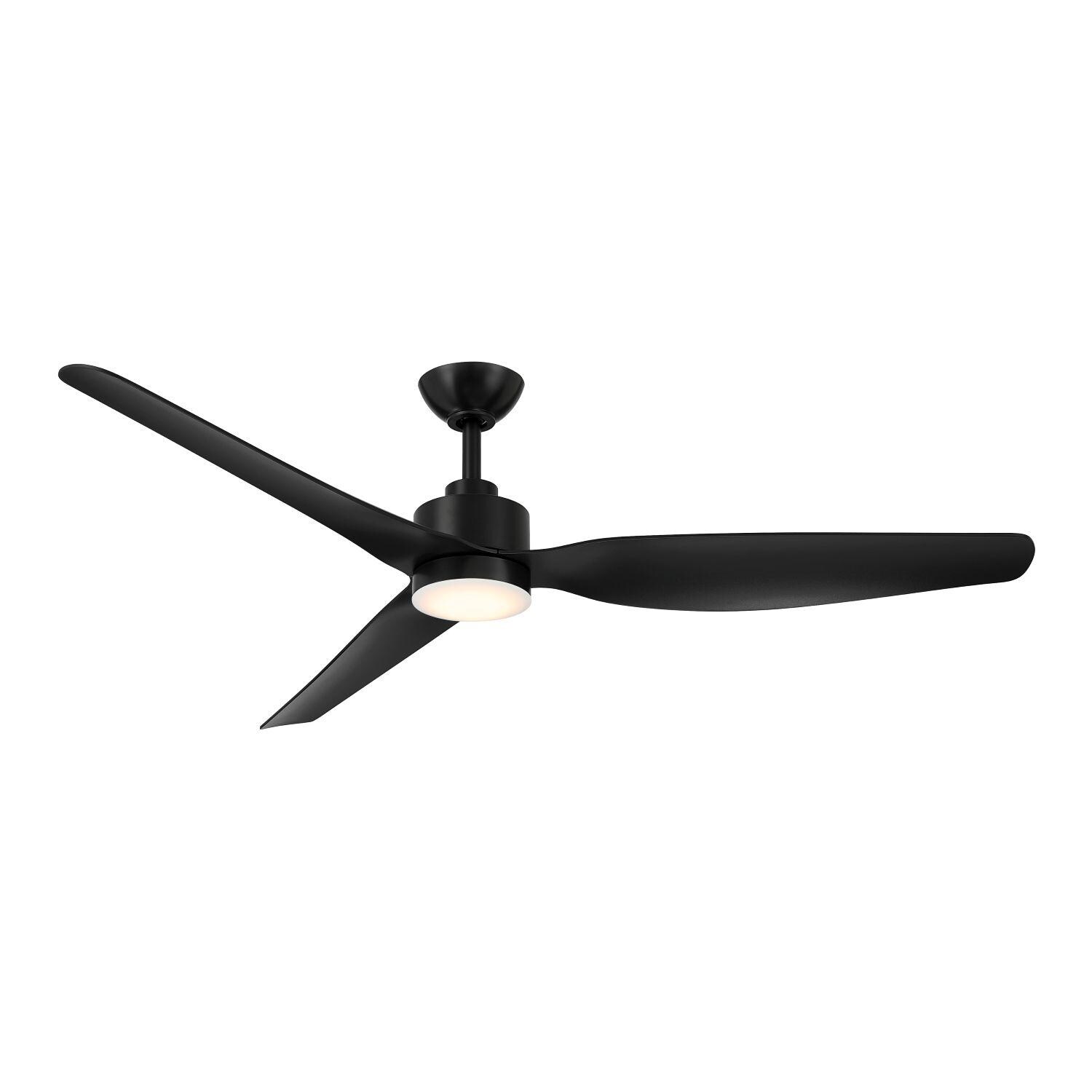 Norwynd F821L-CL 60-inch 5CCT LED Smart Coastal-Rated Indoor/Outdoor Ceiling Fan in Coal Black Finish w/ Coal Black Blades - White Background thumbnail