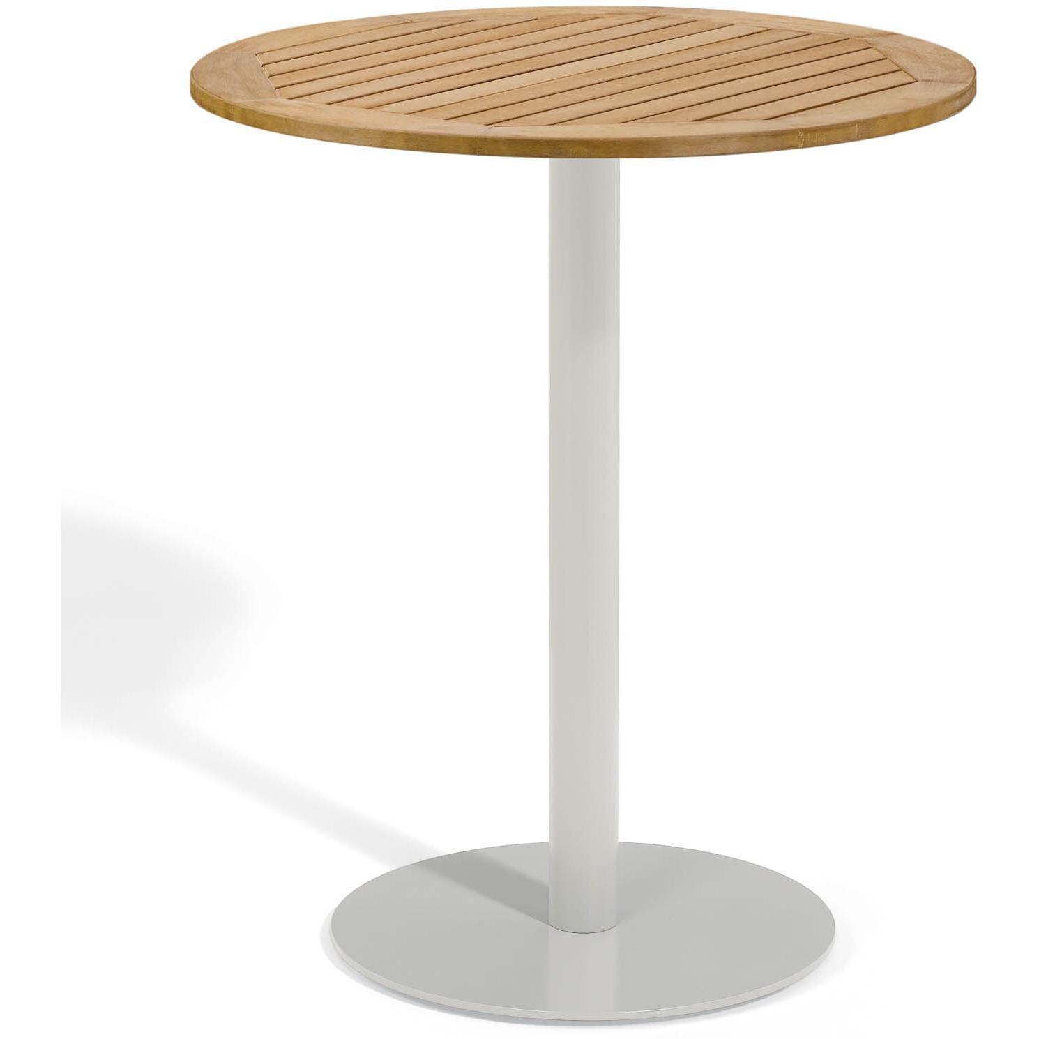 Travira 36 Inch Round Patio Bar Table W/ Tekwood Natural Top By Oxford