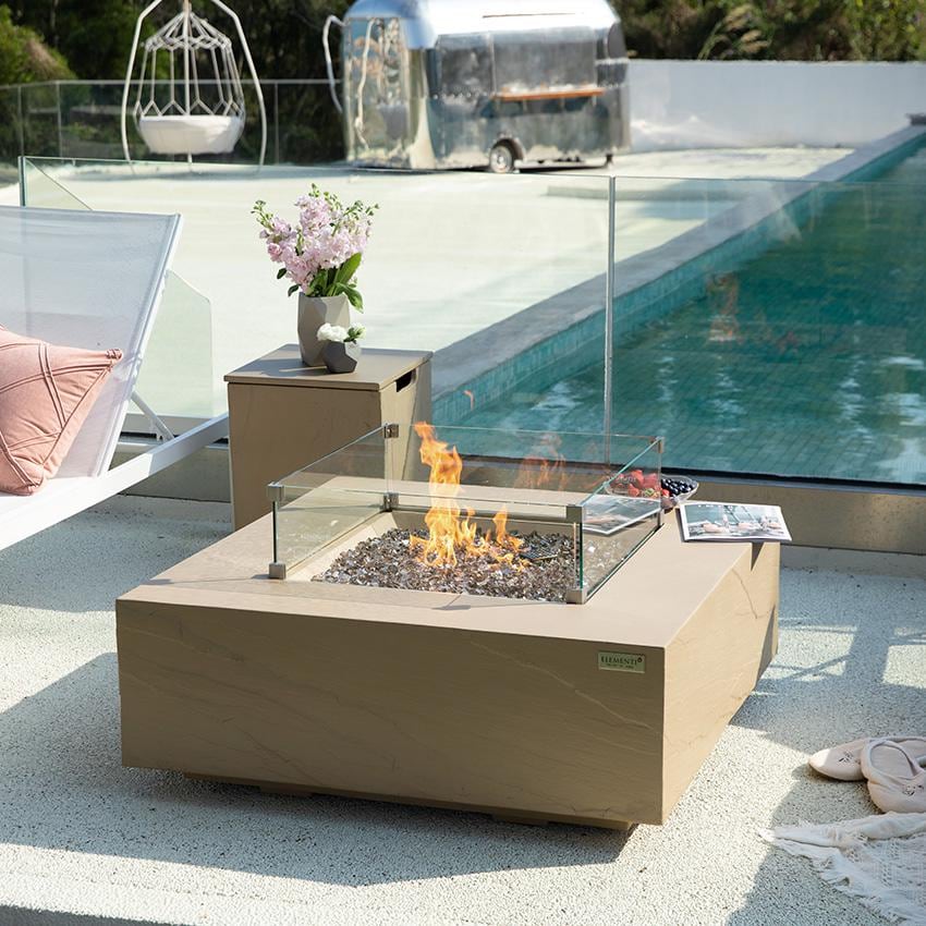 Elementi Uluru OFG411SY-LP 40-Inch Propane Sunlight Yellow Fire Pit Table - Lit With Wind Screen (Sold Separately) thumbnail