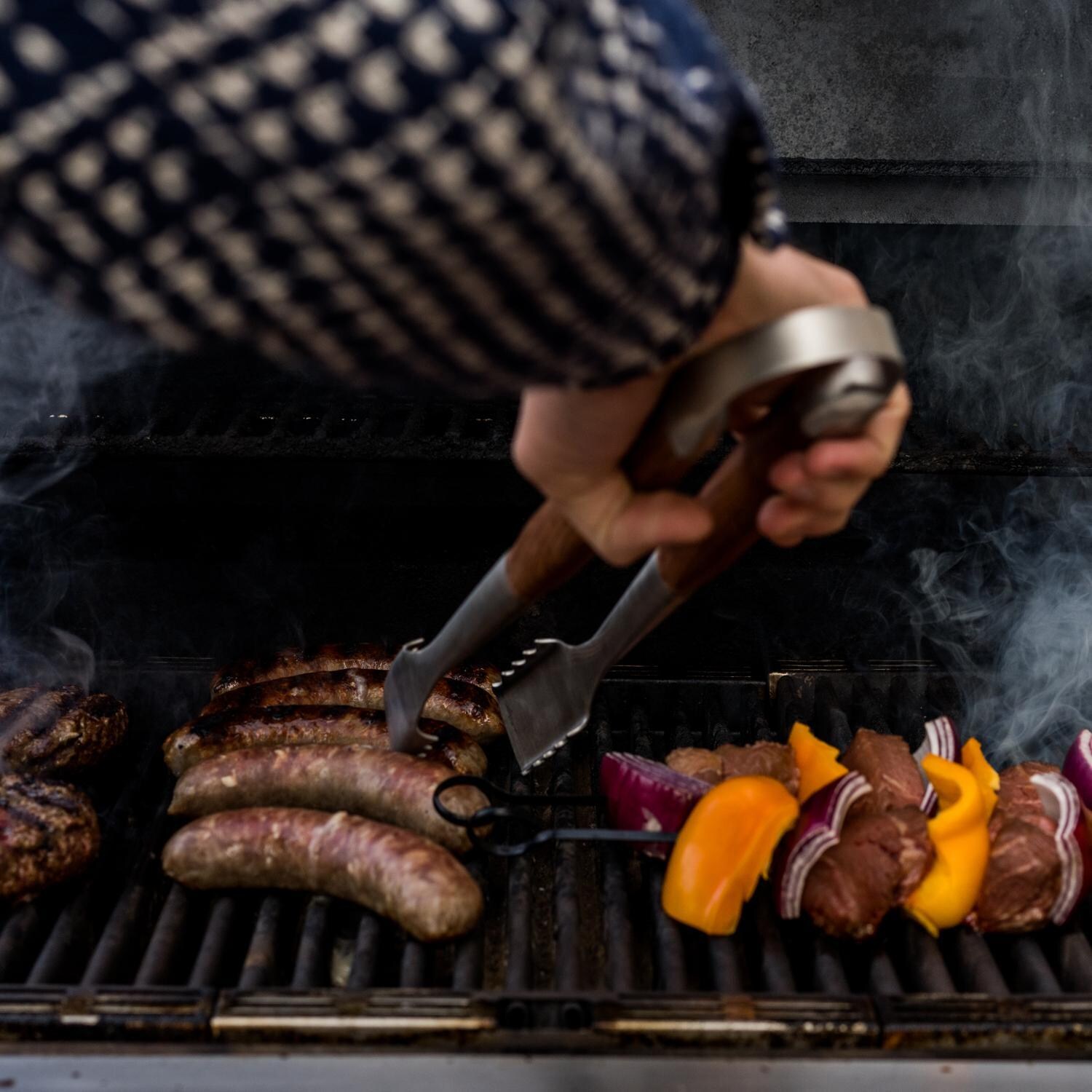 Drip EZ V2 Grill Master Bundle - Black - Tongs - In Use - Lifestyle thumbnail