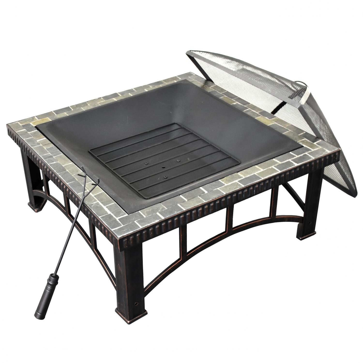 Astella 30 Inch Square Wood Burning Fire Pit Steel With Tile Astella 30 Inch Square Wood Burning Fire Pit Steel With Tile Fp301 Bbq Guys