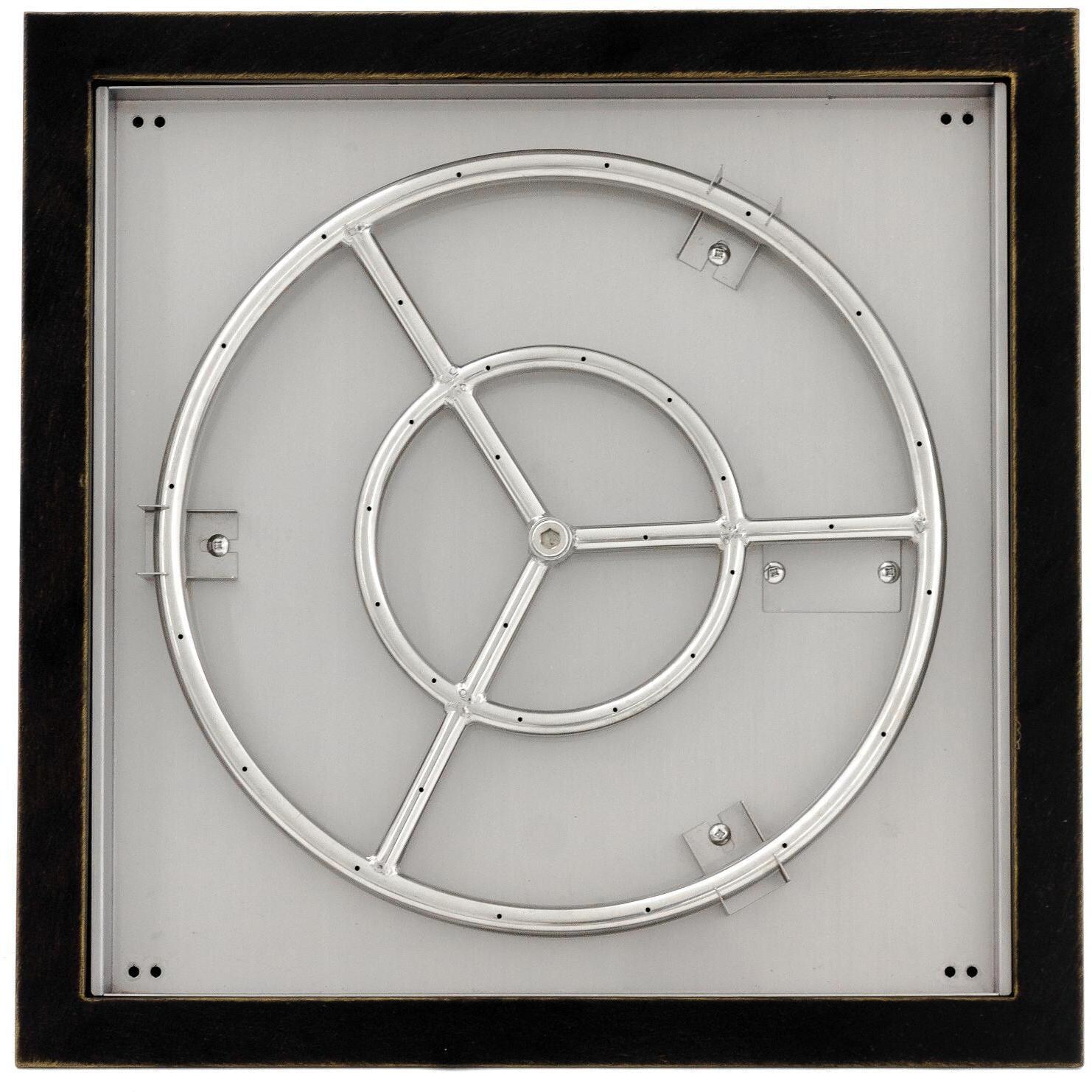 BBQGuys Signature Series Westfalen 24-Inch Square High-Rise Natural Gas Fire Bowl - Oil Rubbed Bronze - Top View thumbnail